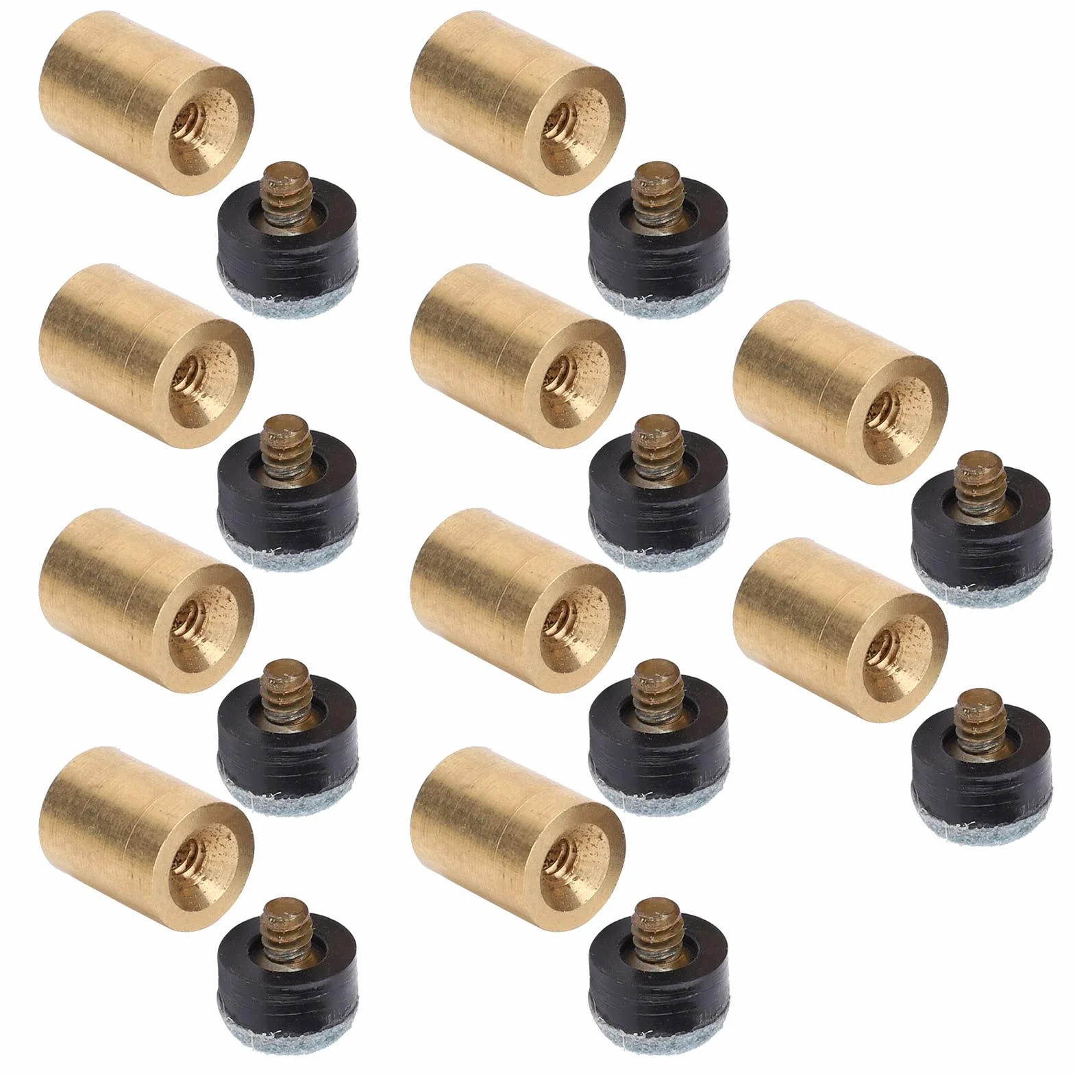 Ejoyous Puntas de taco de billar de 10 mm, 10 piezas de puntas de taco de billar de metal, puntas de taco de billar de cuero duro, puntas de rosca, kit de repuesto de punta de taco de billar