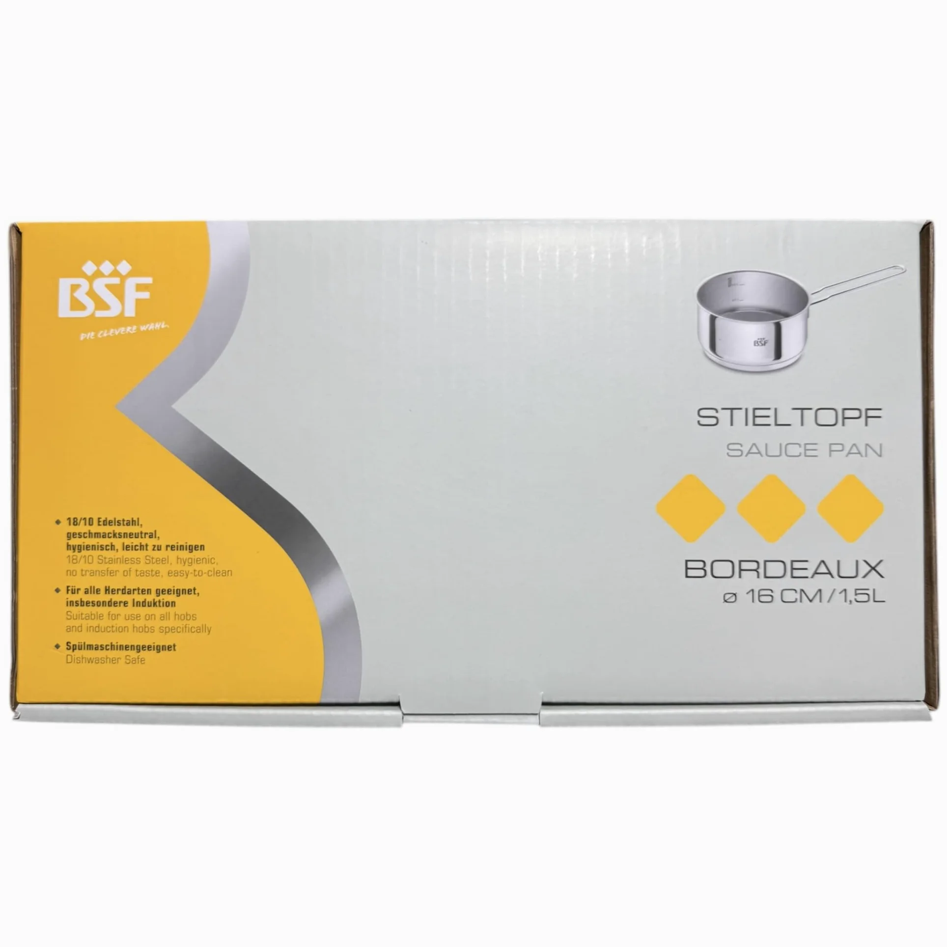 Zwilling BSF Burdeos - Cacerola (16 cm, 1,5 L, acero inoxidable, con escala interior (0,5 l/1 l), cacerola con mango apto para inducción, apto para lavavajillas, cacerola