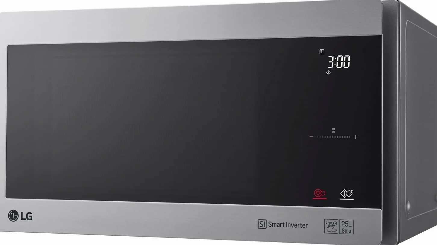 LG Microondas MS2595CIS con tecnología Smart Inverter 25 litros de capacidad, 1000 W, programas automáticos, niveles de potencia ajustables y función EasyClean, color plateado