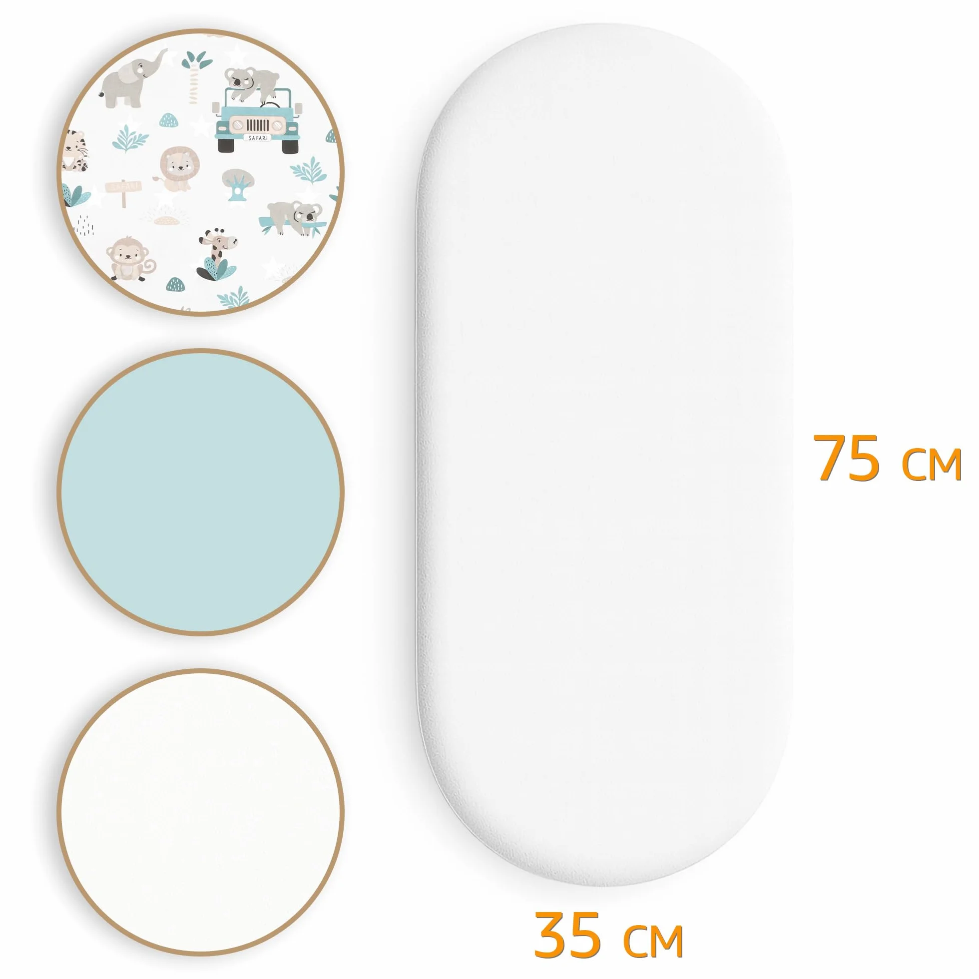 Sábanas Ajustables para Cochecito de bebé Juego de 3: 35x75 cm Impermeable