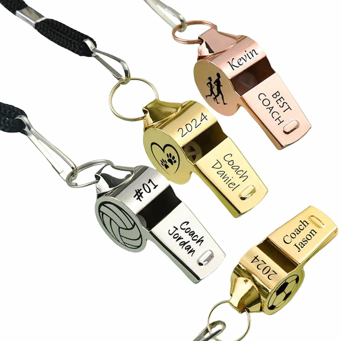 Silbato Deportivo Personalizado de Acero Inoxidable para Árbitros, Entrenadores, Profesores