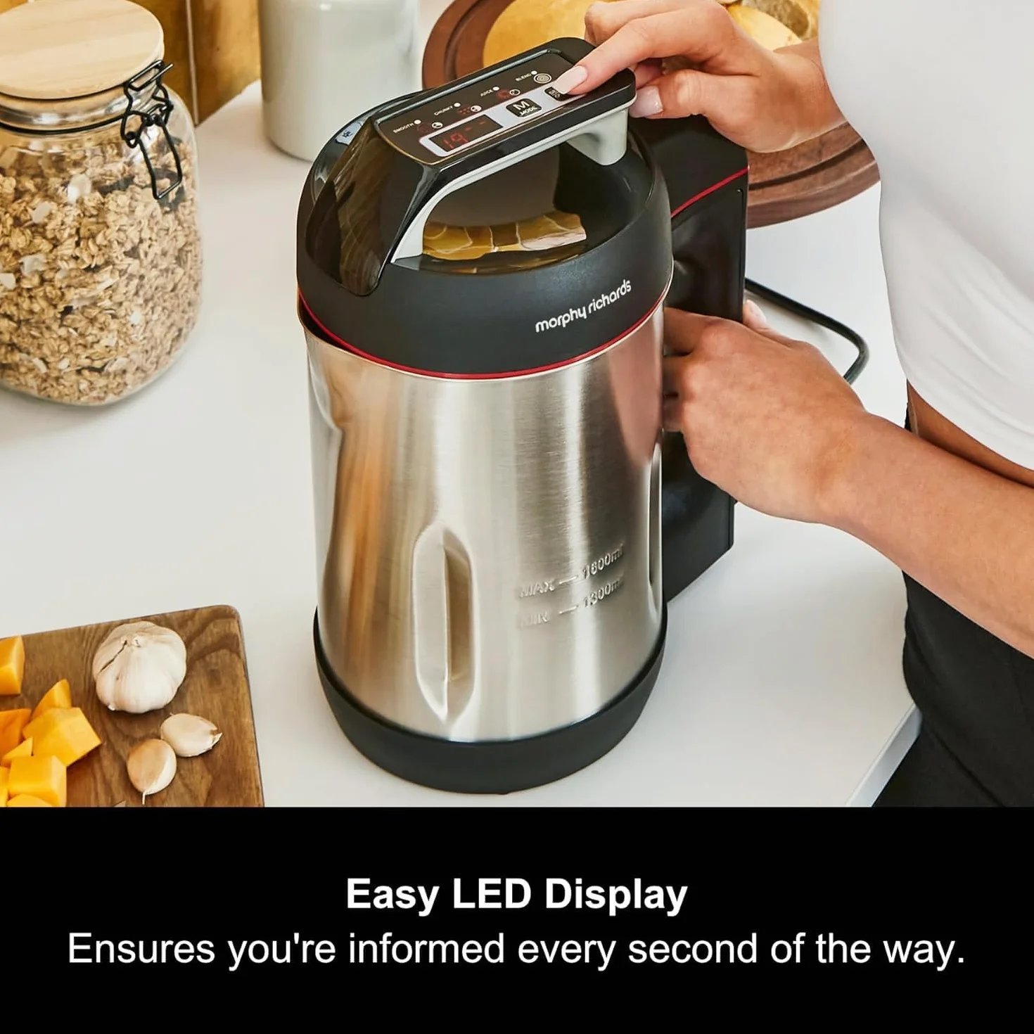 Morphy Richards Máquina para hacer sopas y saltear 501014, acero inoxidable cepillado