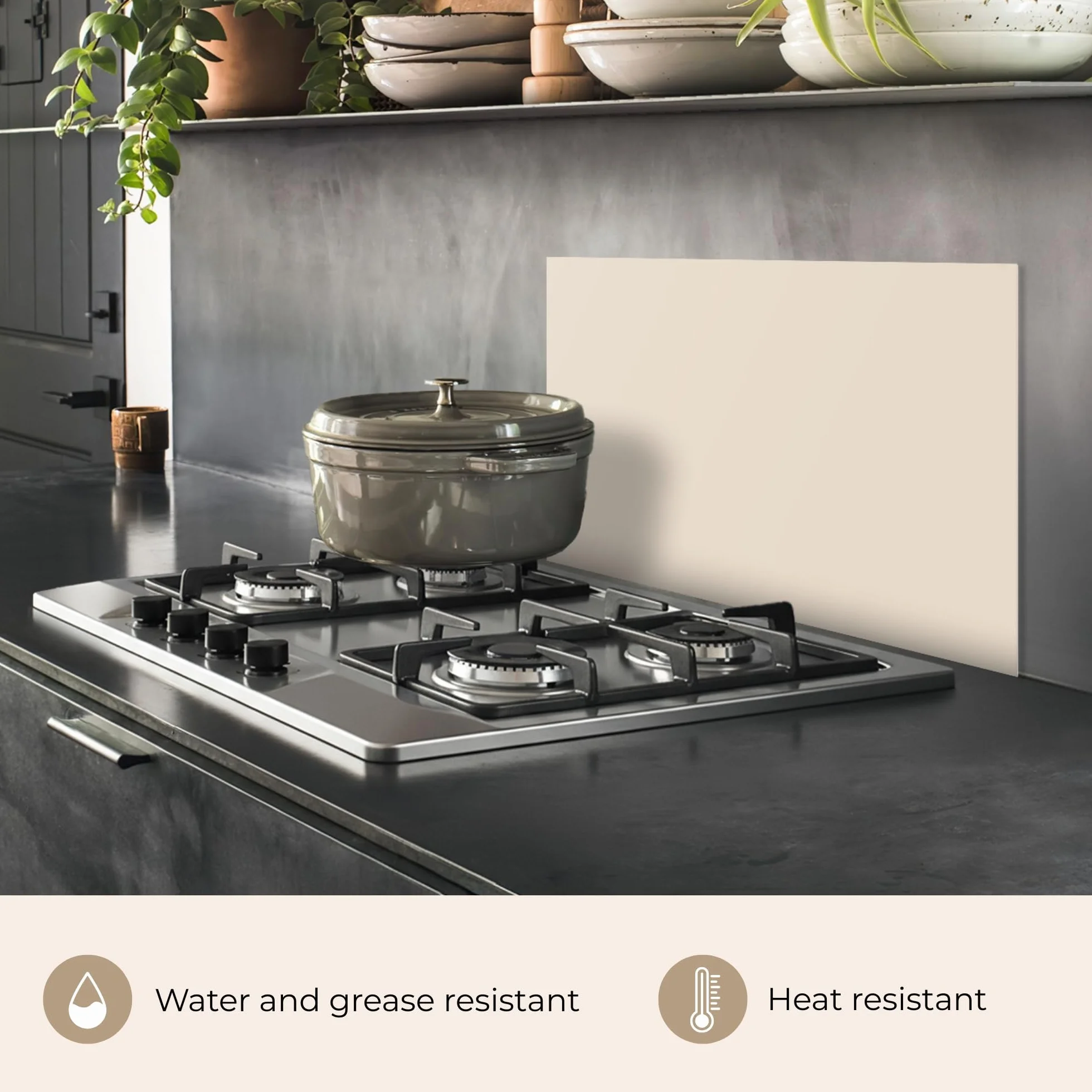 KitchenYeah© Antisalpicaduras Cocina 40x60 cm Adhesivo Salpicadero Protector Salpicaduras Sink Splash Guard Luz - Beige - Color - Sólido
