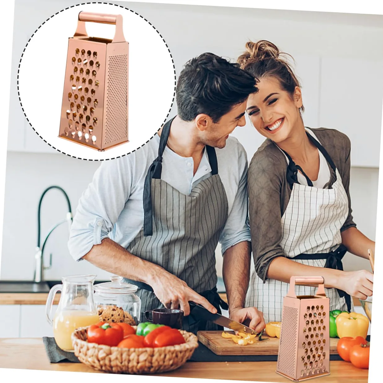 Rallador de Verduras y Corte Estable de Acero Inoxidable con 4 Lados Mango Ergonómico para Cocina Segura y Práctica