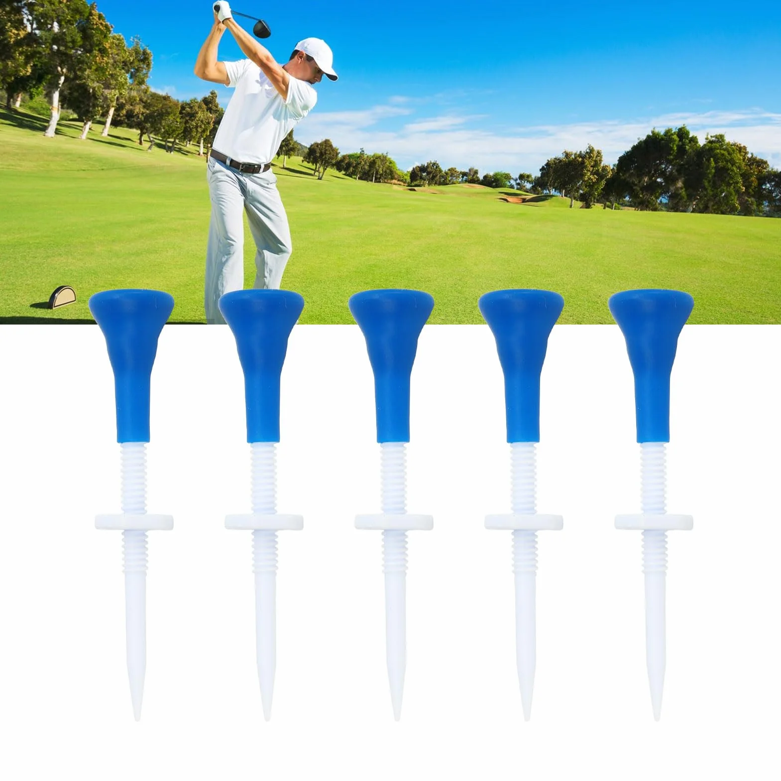 Tees de Golf de Plástico Ajustables en Altura, 5 Piezas para Prácticas