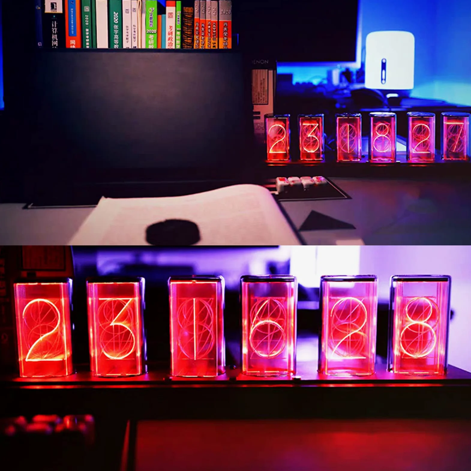 Regalos Personalizados, Reloj de Escritorio Digital LED, Reloj Despertador electrónico Luminoso, 9 Modos de Color/Ajuste automático de Brillo/Control Remoto por infrarroj