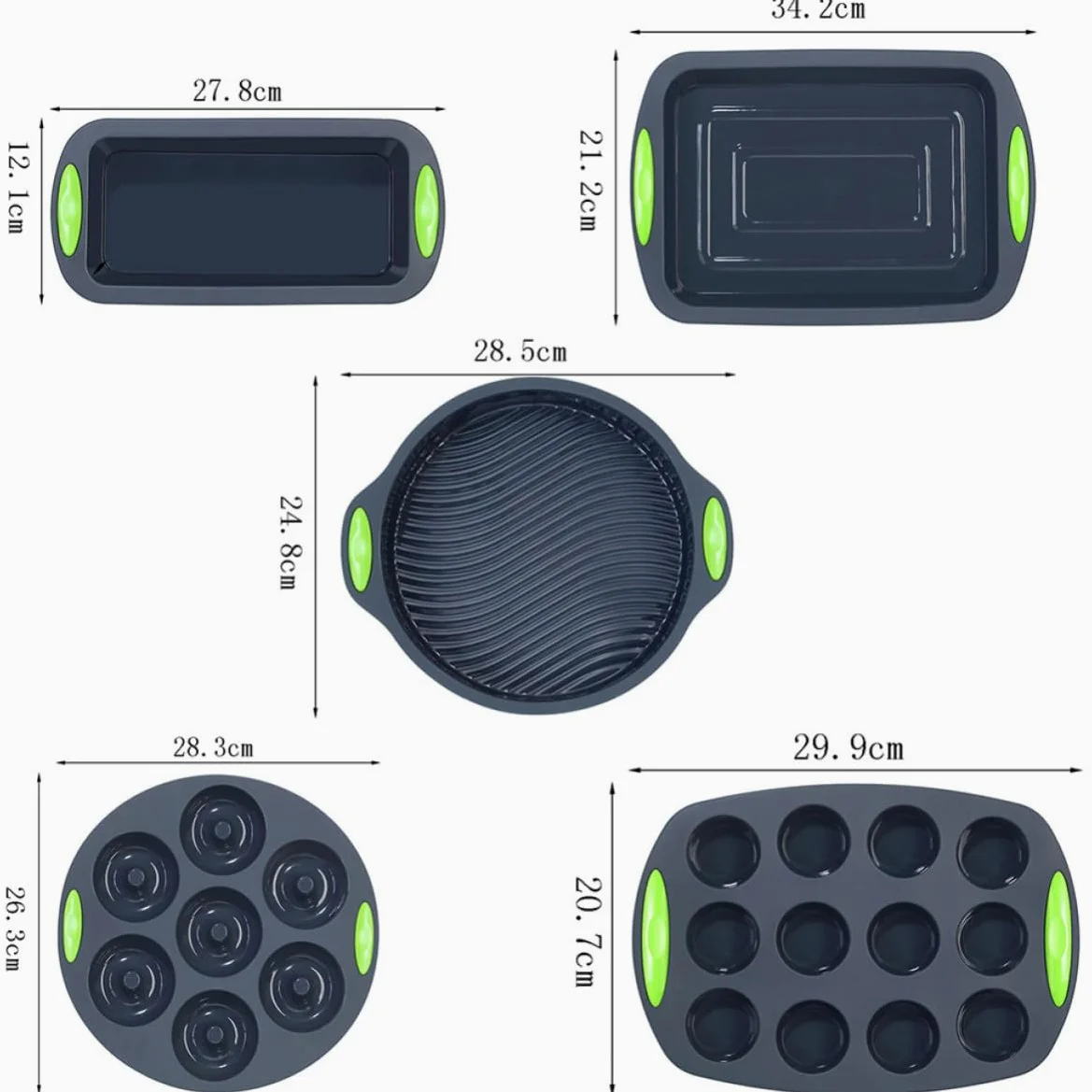 Molde de Silicona para Pastel 5 Piezas, Reutilizable y Térmico | Juego para Cocina y Repostería, Apto para Tartas y Bizcochos, Diseño Práctico para Horneado Diario