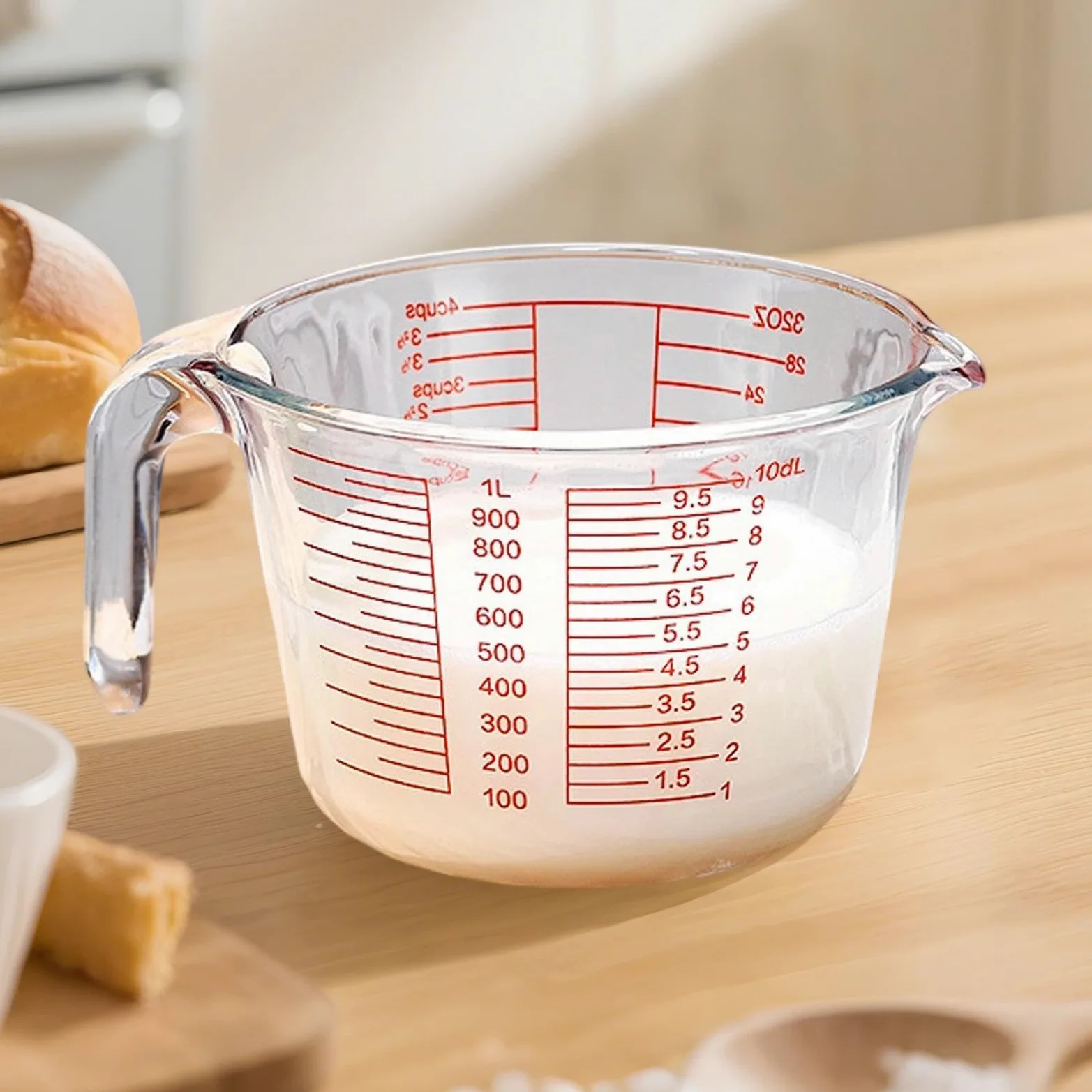 Vasos medidores de vidrio transparente portátil y | Contenedor de medición de líquidos para preparar comidas, cocinar, hornear, cocina, hogar, casa, alimentos de interior
