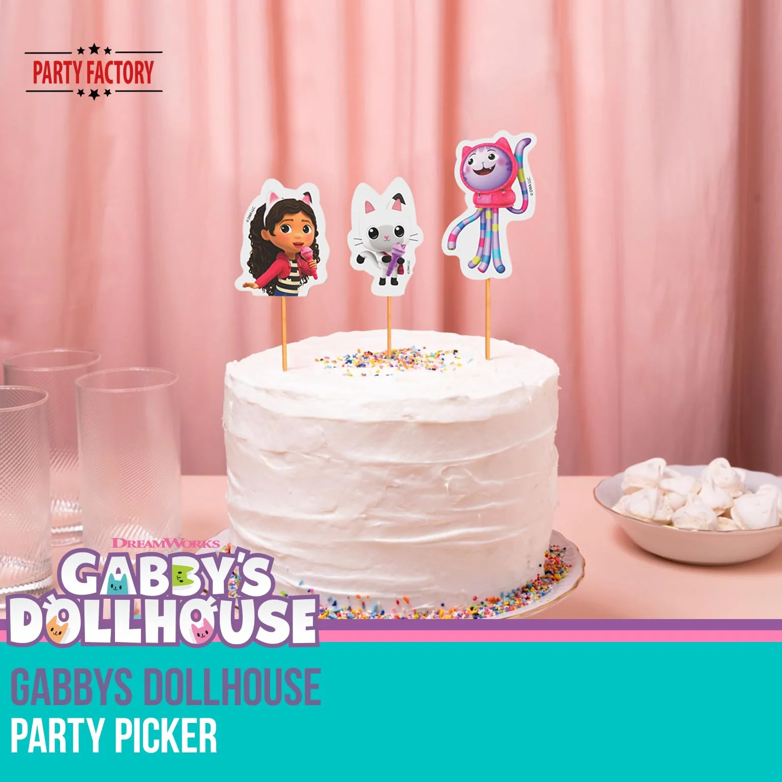 Gabby's Dollhouse Party Picker - Juego de 12 palillos decorativos para magdalenas y aperitivos