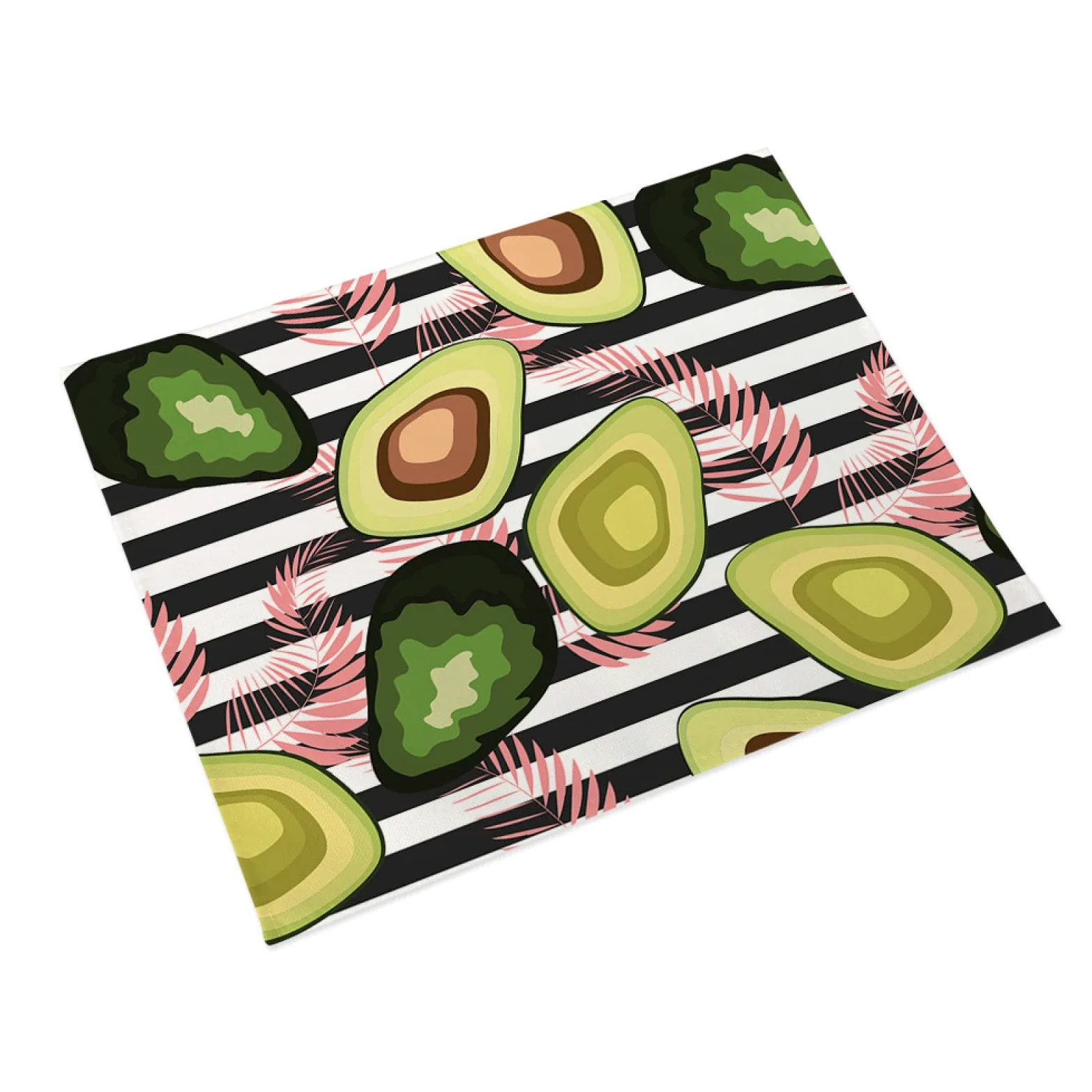 Manteles Individuales Aguacate Rosa Hoja Mantel Individual Algodón y Lino Lavable Salvamanteles Individuales Resistente al Calor Bajoplatos Individuales Mesa Tapetes para Mesa 30x45cm 6 Pcs