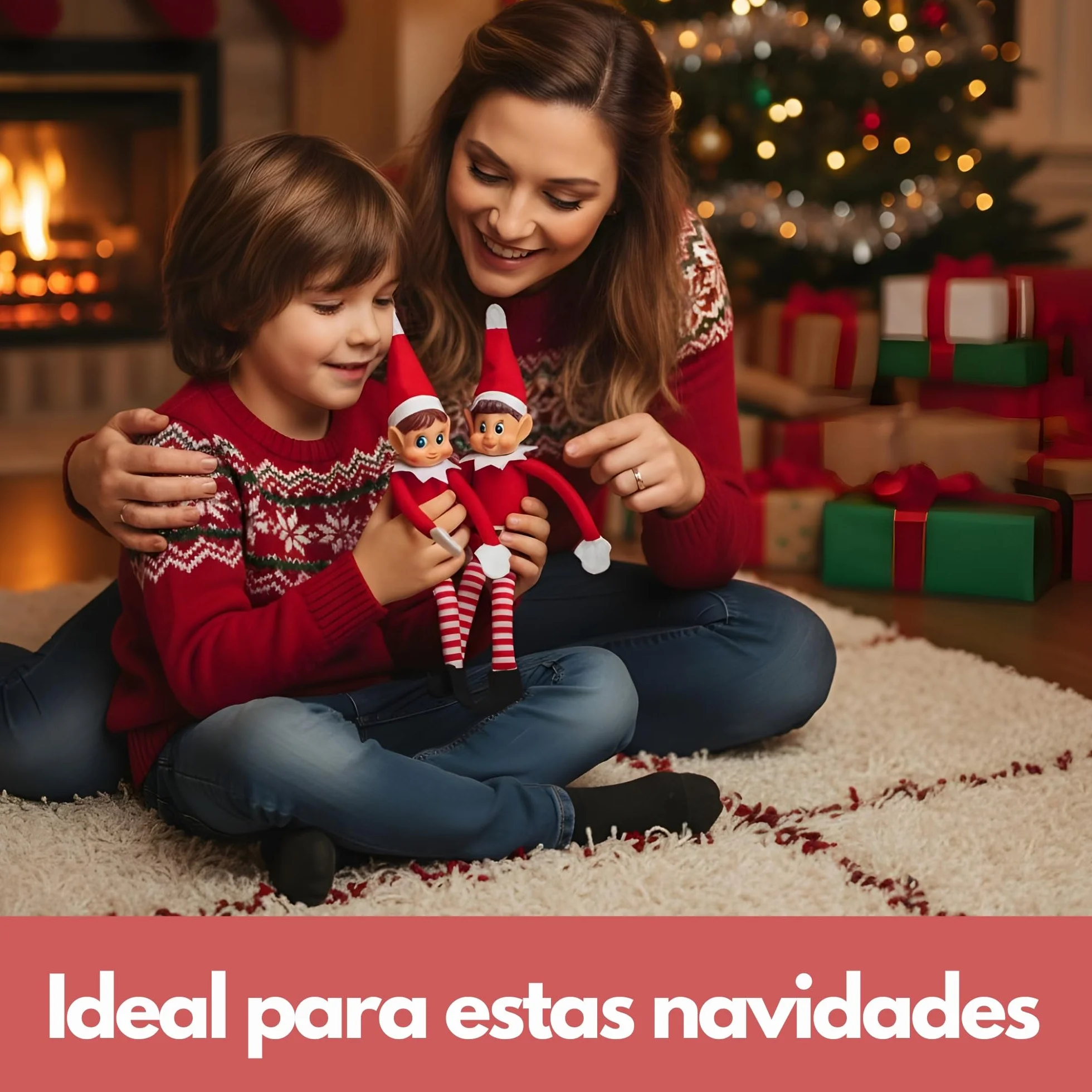 Peluchilandia Elfos Traviesos Navidad con Certificado de Adopción en Caja Regalo Personalizable Ideales para Niños | Duende Navidad Travieso para Jugar y Decorar (Pack 1 Elfo)