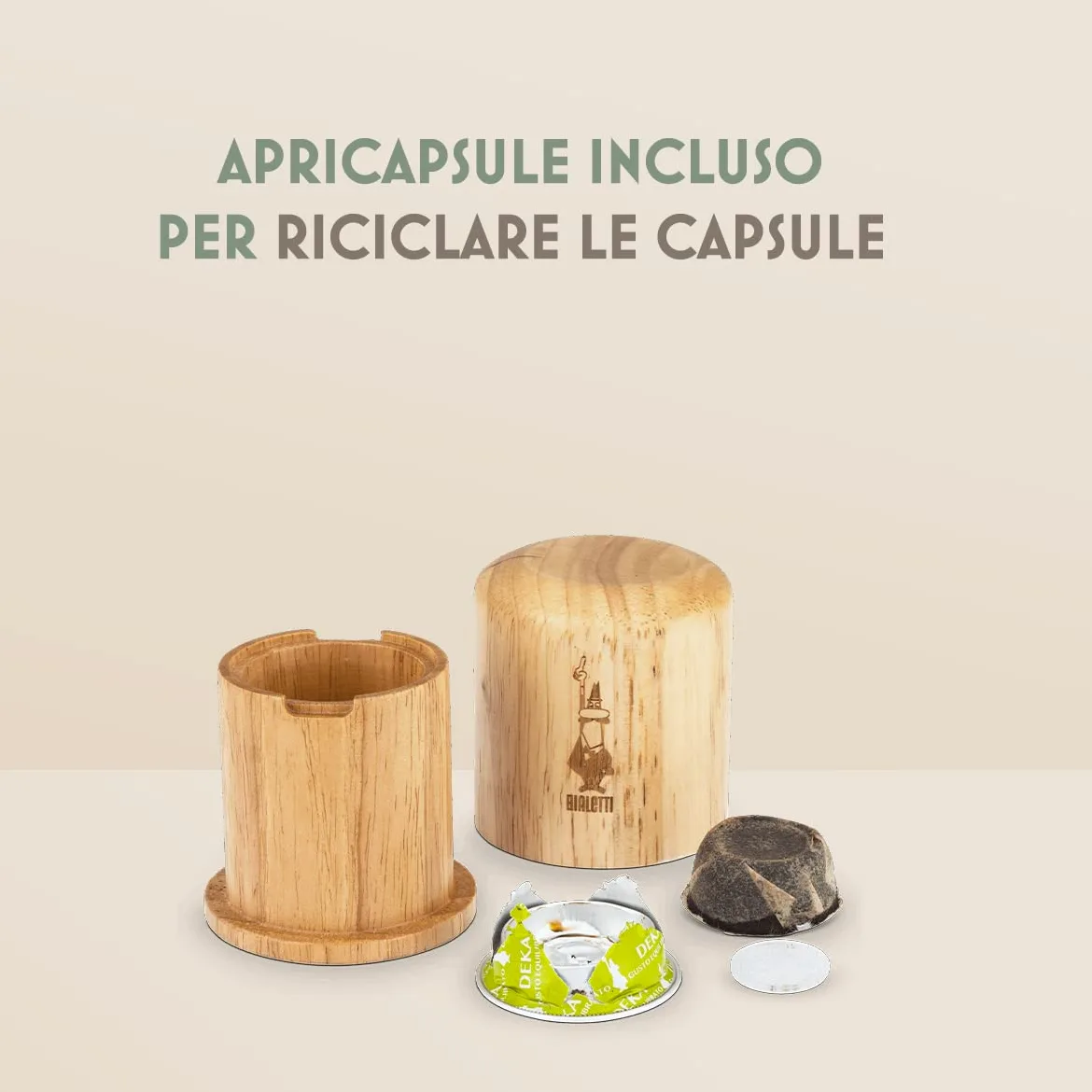 Bialetti Gioia, cafetera expreso funciona exclusivamente con cápsulas Bialetti, 50% plástico reciclado, color gris