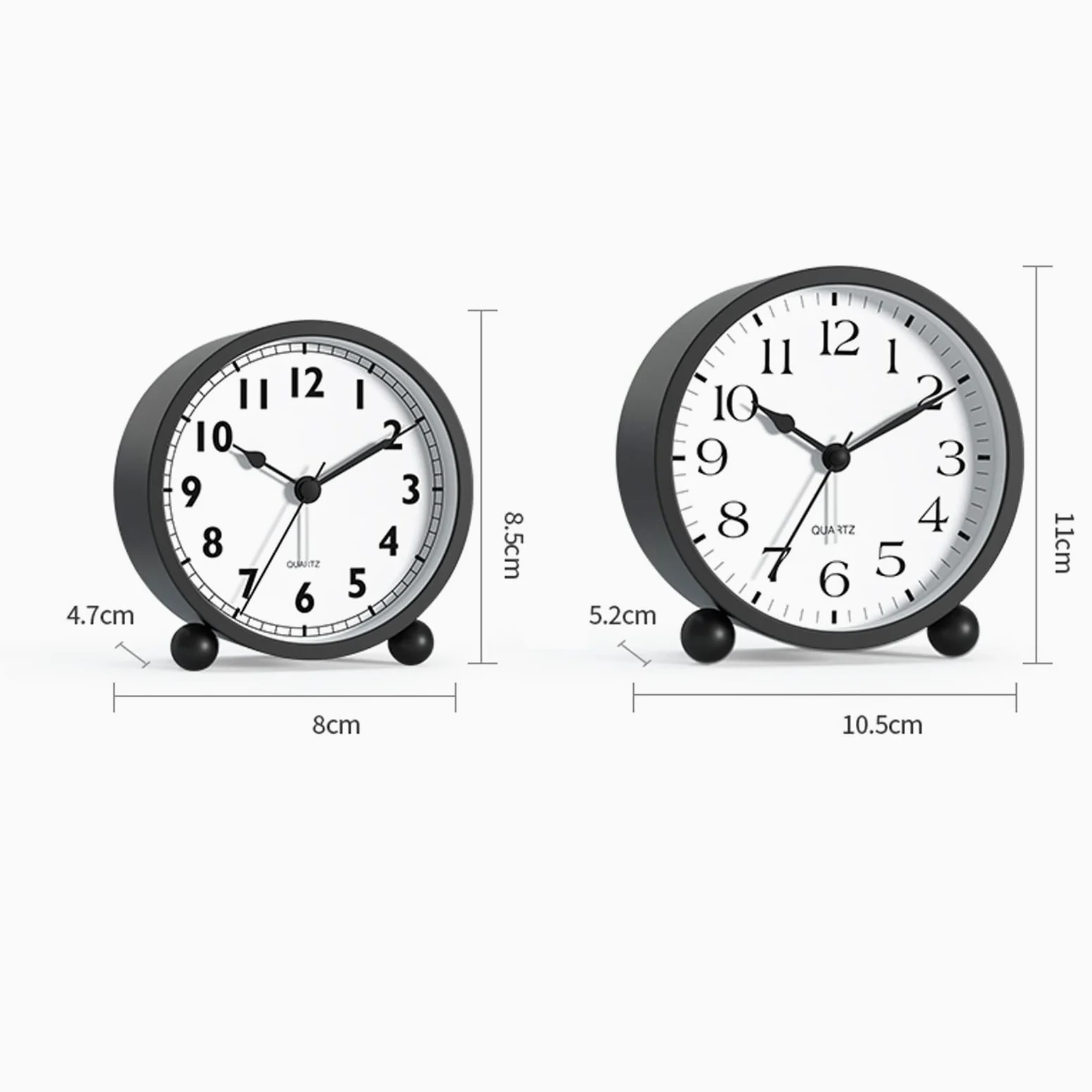 Despertador, Despertadores analógicos, pequeños, con luz Nocturna y Pilas(Black,4.33inch)