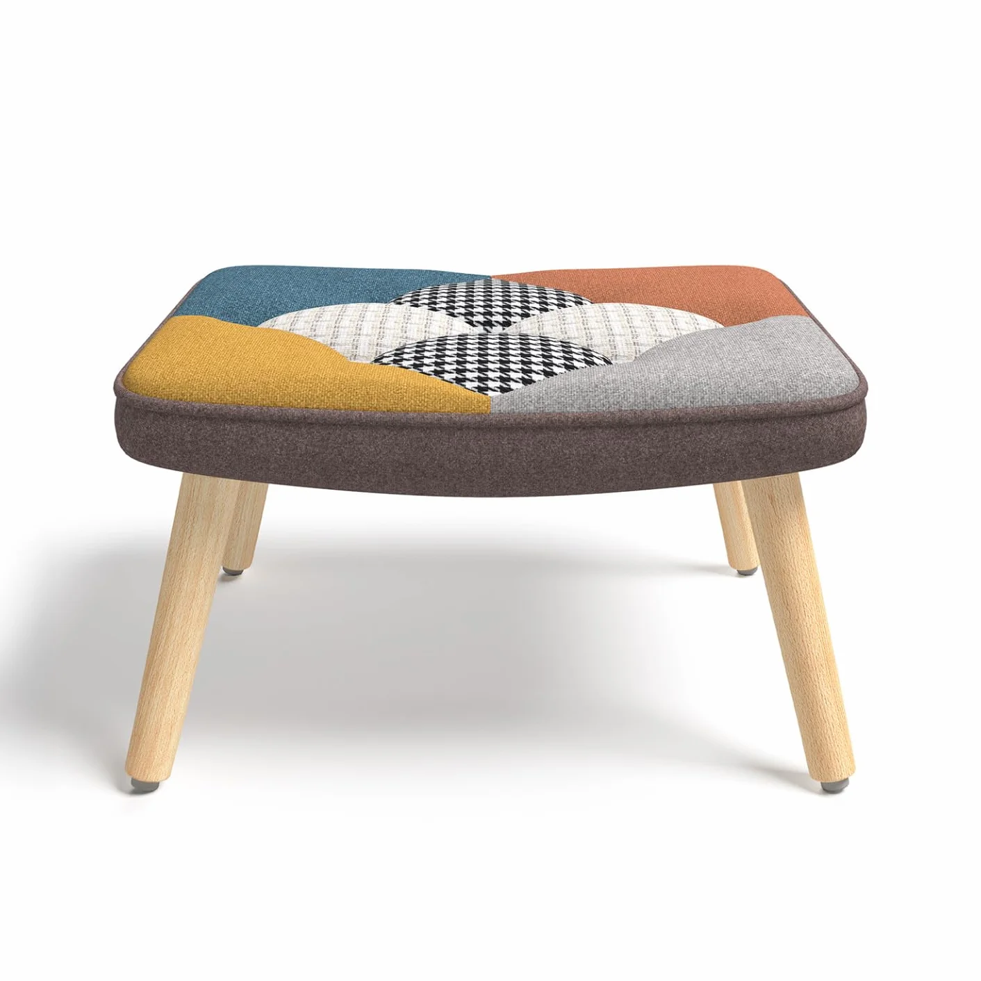 IDMarket - Sillón escandinavo Ivar con reposapiés, tejido de retales multicolor