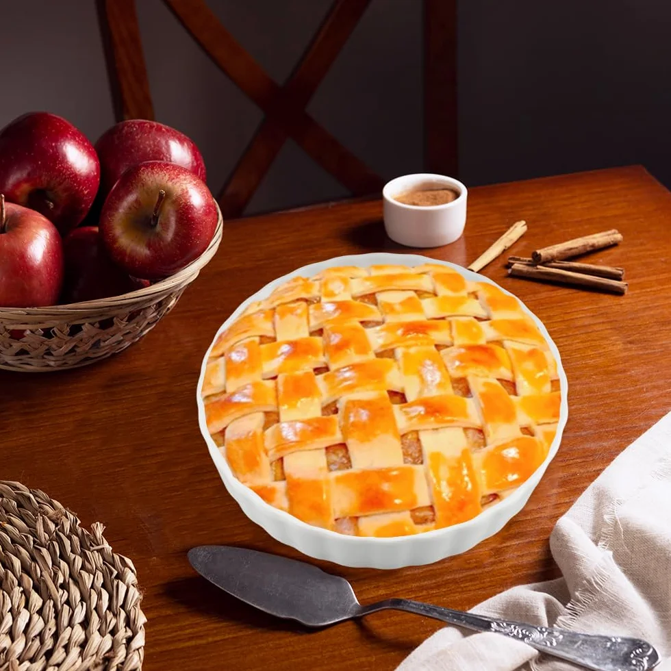 Juego de 2 platos de porcelana blanca para quiche de 18 cm, plato redondo de cerámica para tartas, pizzas, pastas, tartas y quiche (blanco)