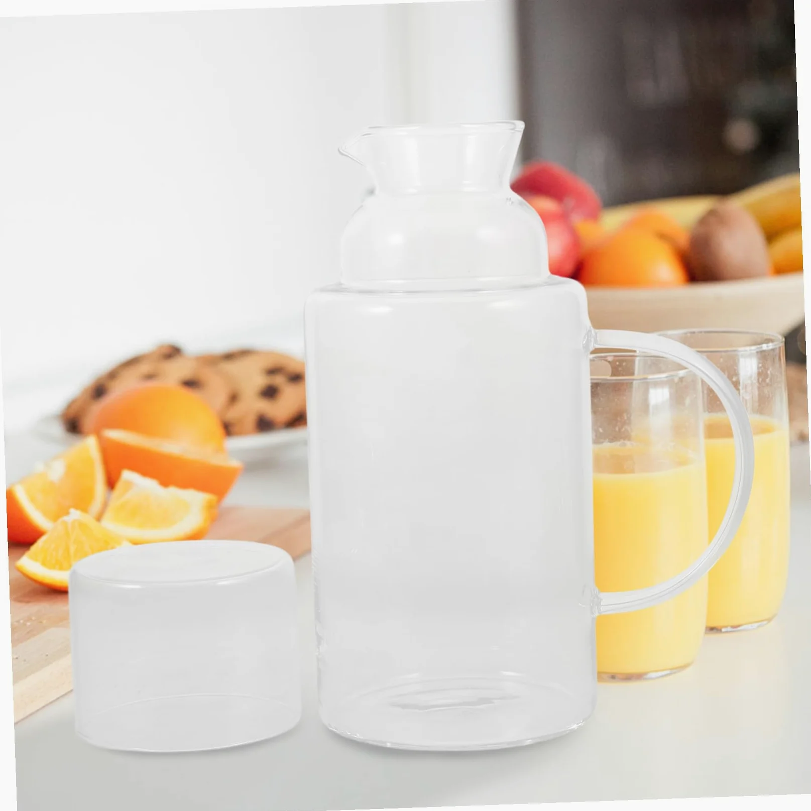 GALPADA Jarra de Vidrio Resistente Altas Temperaturas Contenedor de Agua para Bebidas Frías y Calientes con Antigoteo para Cocina Bar y Eventos Portátil y Fácil de Limpiar
