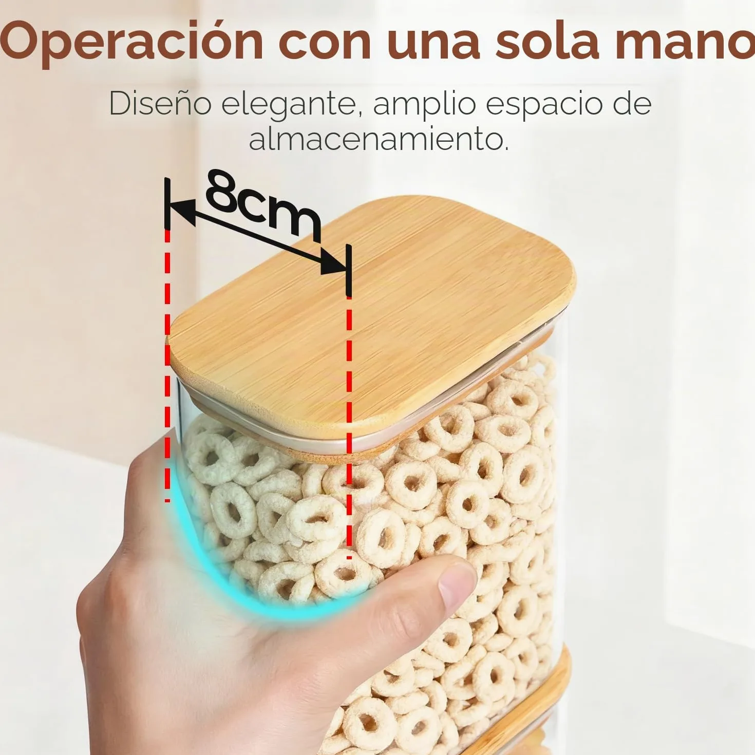 ComSaf Tarros de cristal con tapa 2,1 L, pack de 3 para cocina y despensa | Frascos de vidrio, Botes cocina almacenaje, Tapas de bambú, Pienso para perros, Hojas de té, Anís estrellado