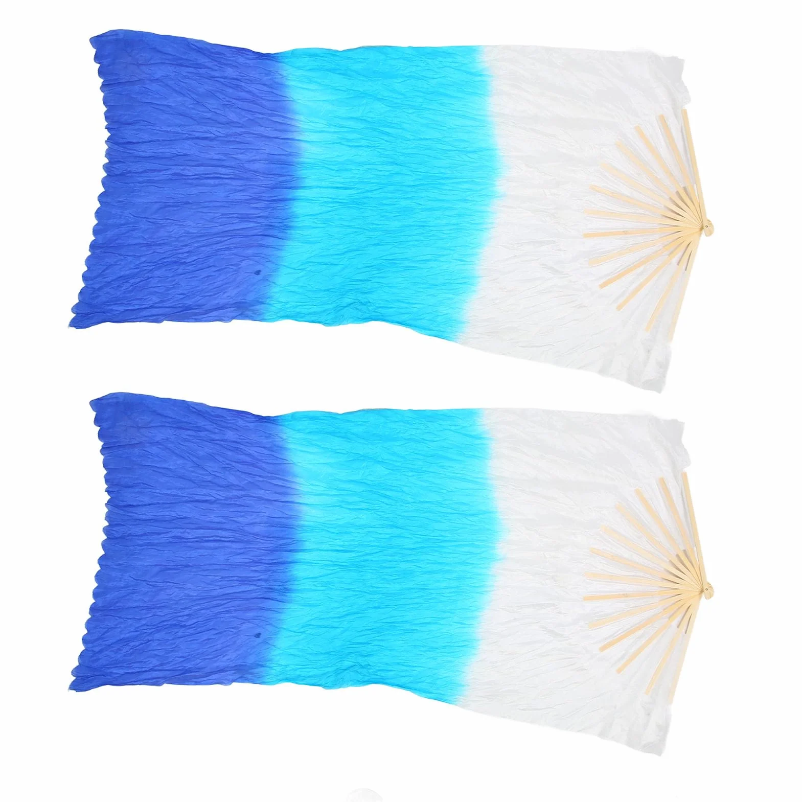 Abanicos de Danza del Vientre 1,5M, Abanico de Madera Tricolor Seda Sintética para Espectáculos