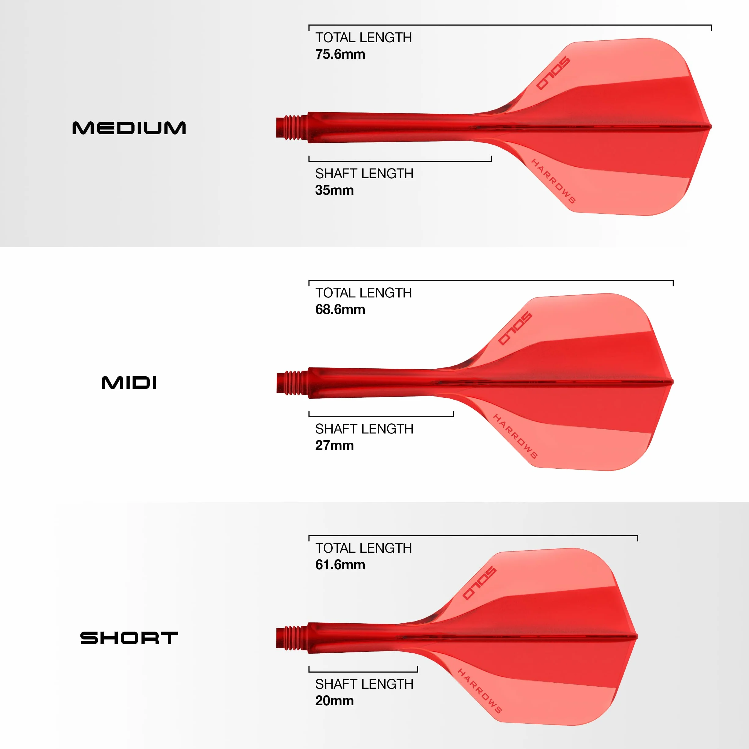 Harrows Sistema integrado de vuelo y eje, 3 vuelos y ejes moldeados, rojo corto
