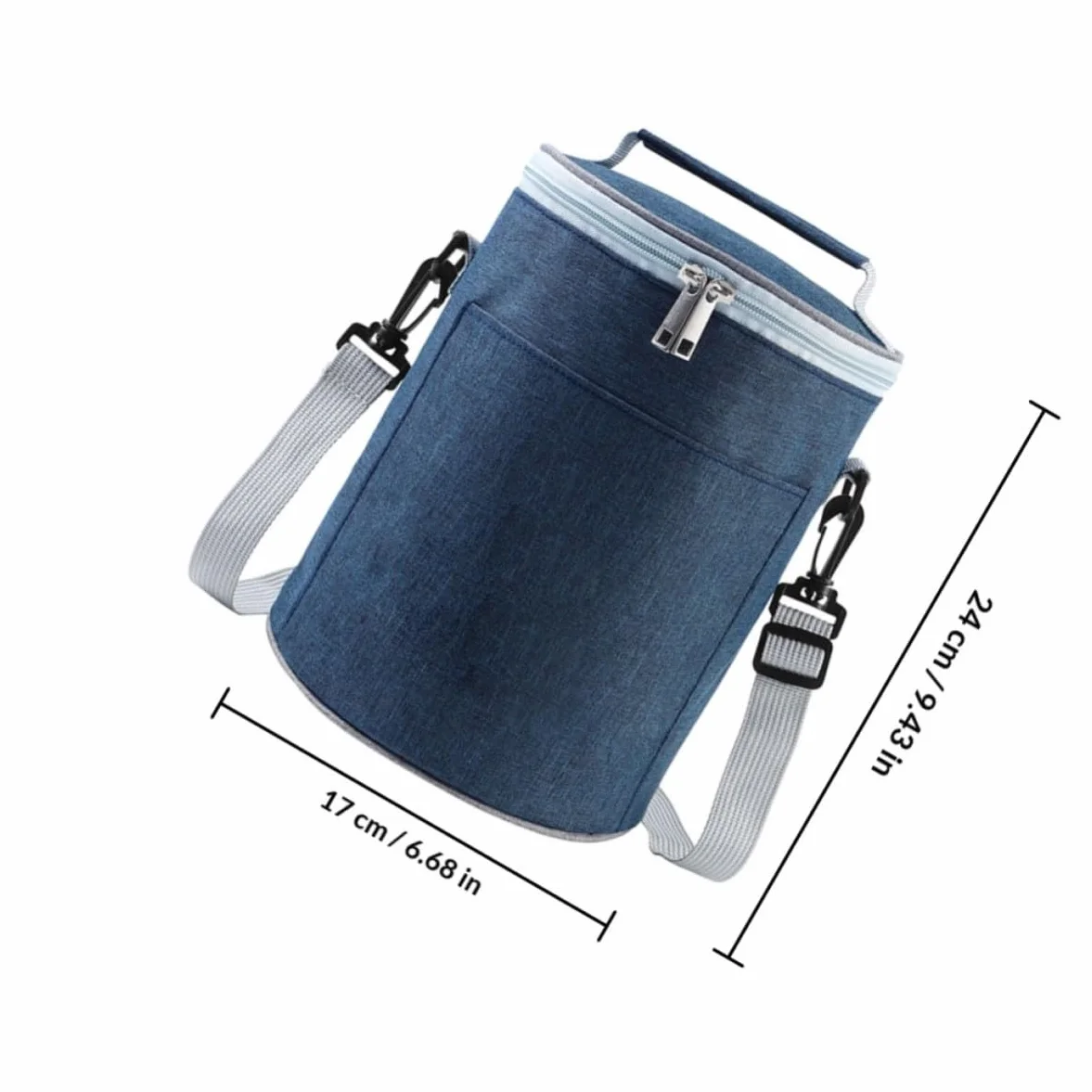 Bolsa Térmica Portátil de Tela Oxford Ligera y Compacta para Almuerzo, Adecuado para Picnic y Comida para Llevar, Diseño Resistente Color Azul Marino
