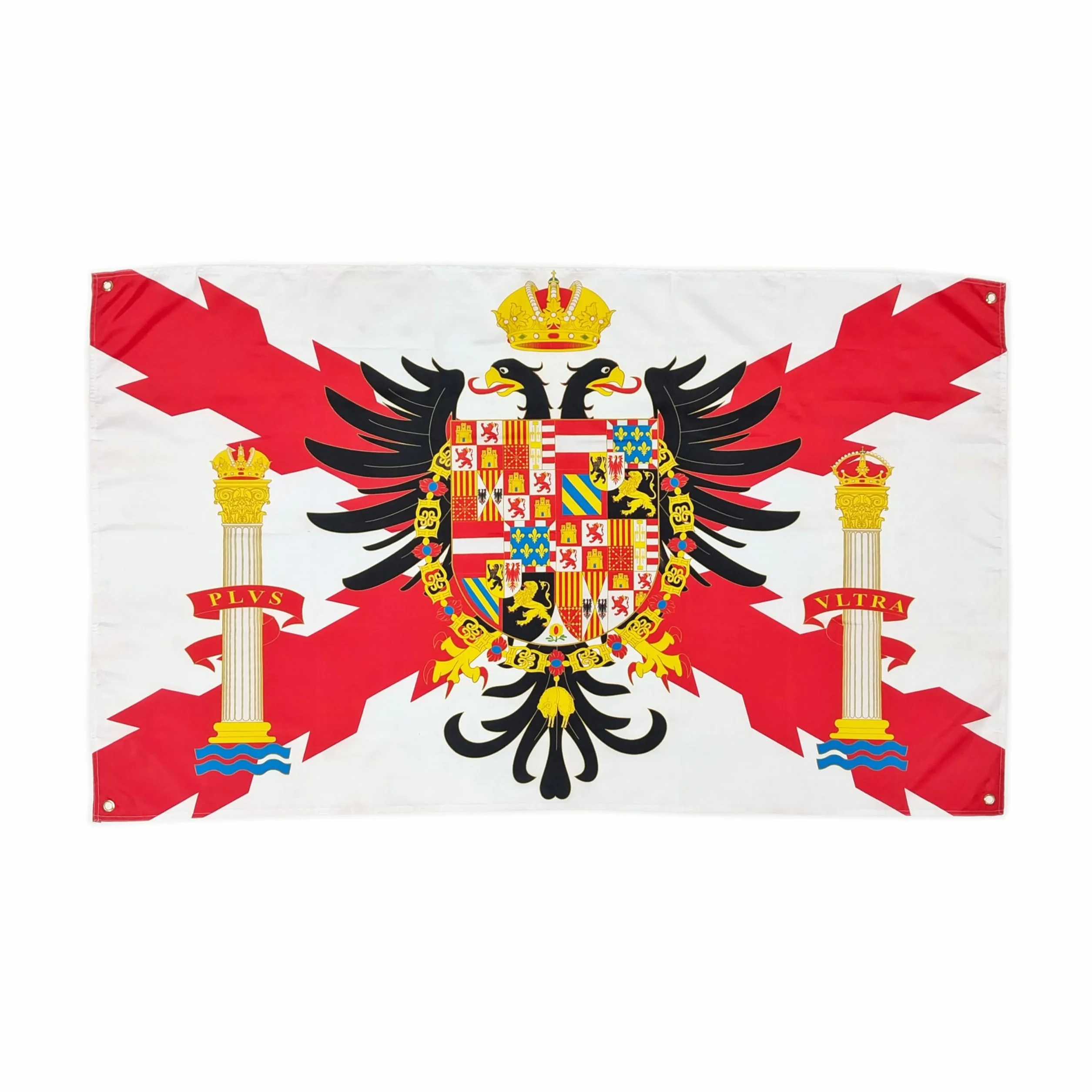 Bandera Cruz de Borgoña Águila Bicéfala 150x90 cm España Tercios Imperio Carlos I Balcón