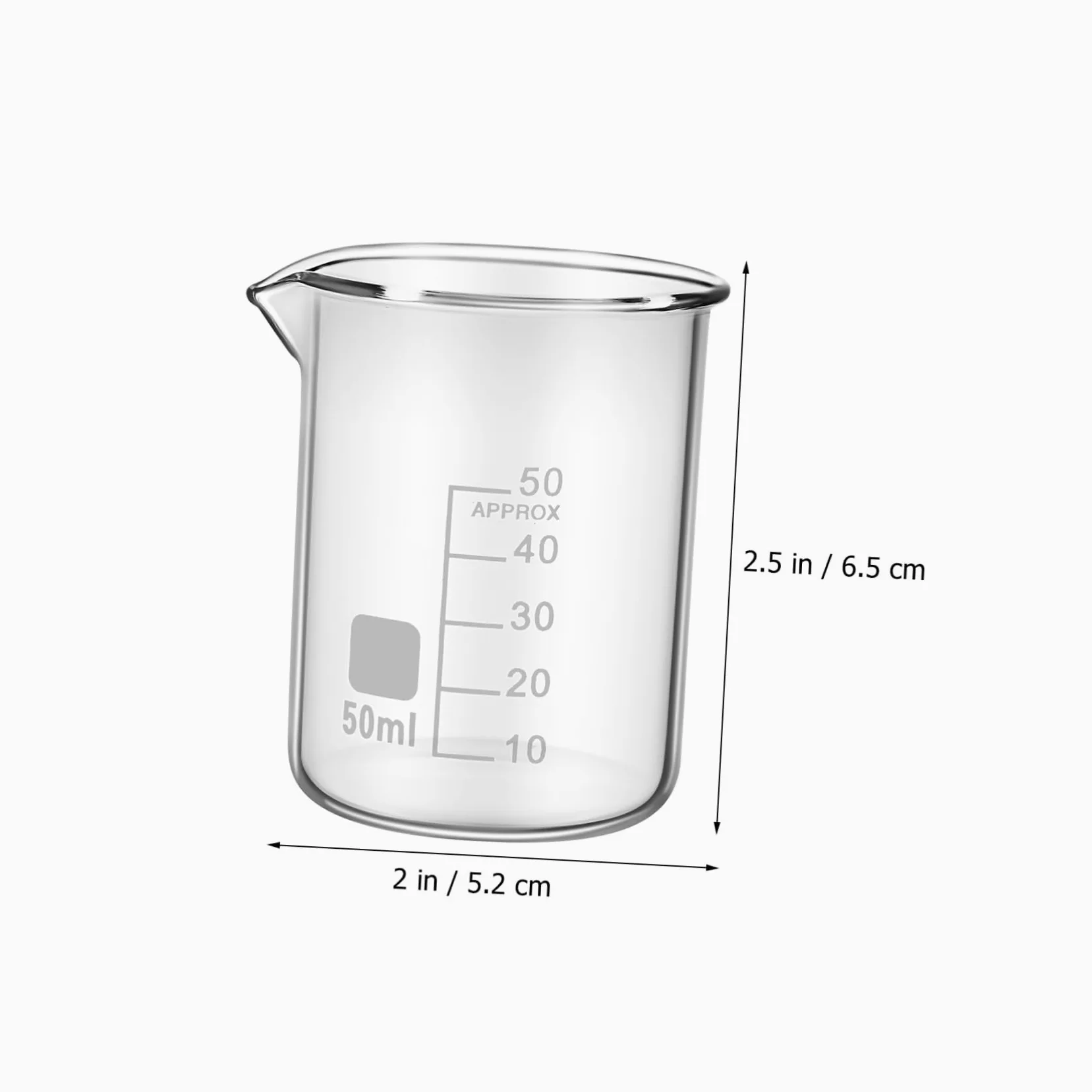 Alipis Vaso Medidor de Laboratorio 50ml Vidrio Transparente 20 Piezas | Forma Baja Escala, Uso Versátil, Limpieza Fácil, Estilo Simple y Elegante