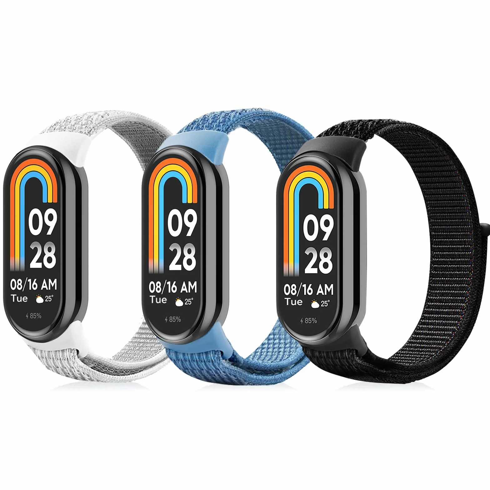3 Piezas Correas Elástica de Nylon Compatible con Xiaomi Mi Band 9 y Mi Band 8, Pulseras de Repuesto Deportivo para Xiaomi Smart Band 9 8