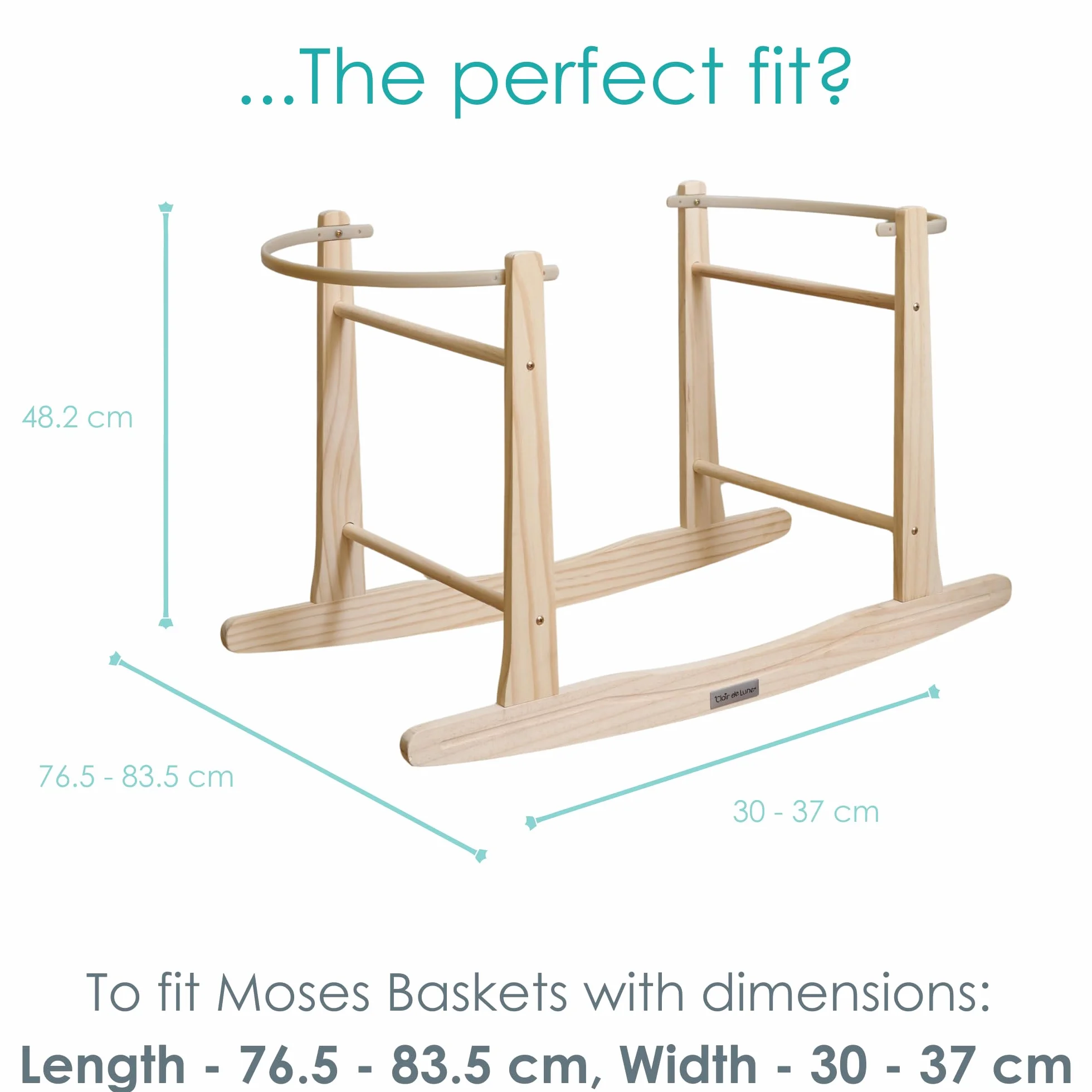 Clair de Lune Wooden Rocking Moses Basket Stand Natural