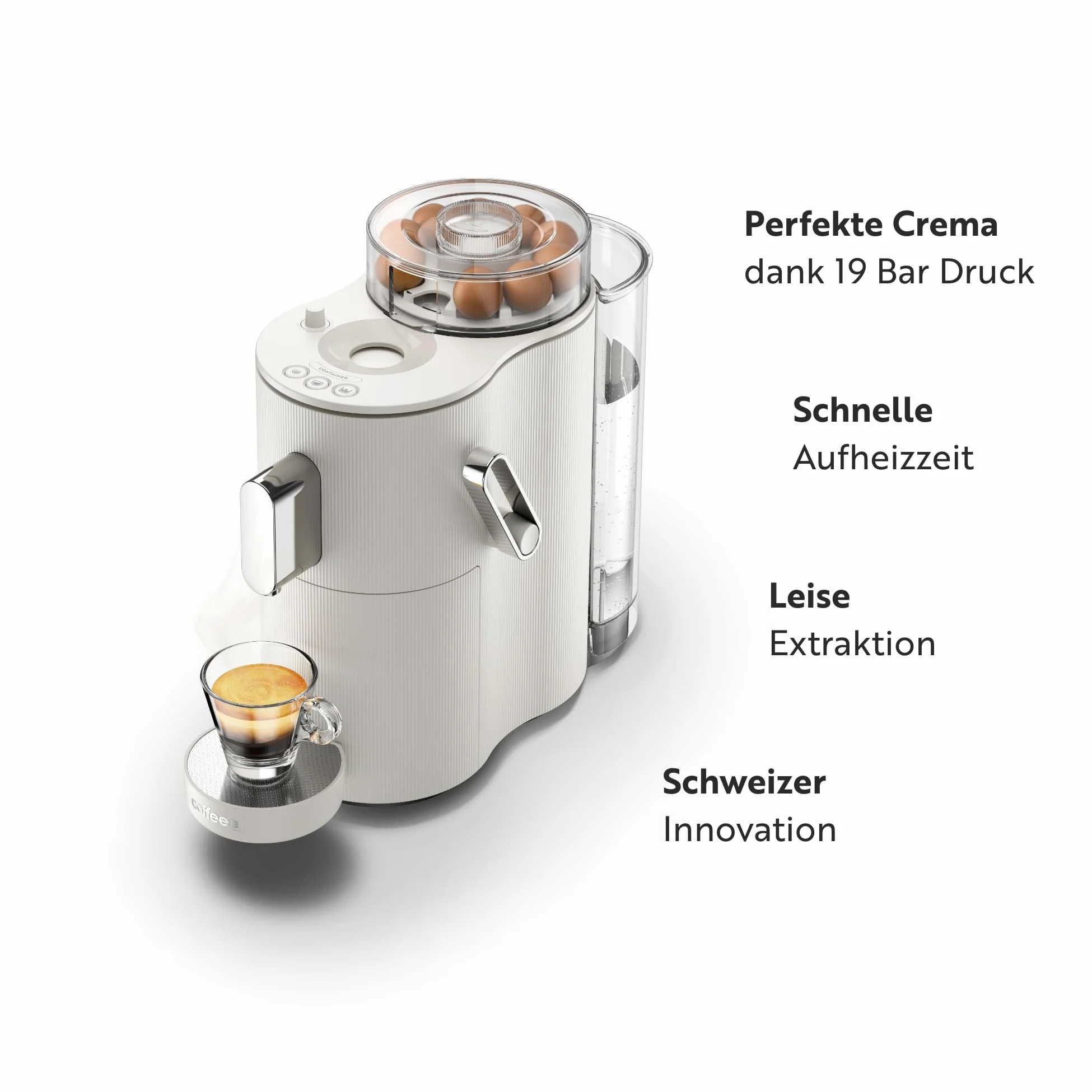 CoffeeB de café royal Globe, cafetera especialmente diseñada para el uso de Coffee Balls, 1.3L, color blanco