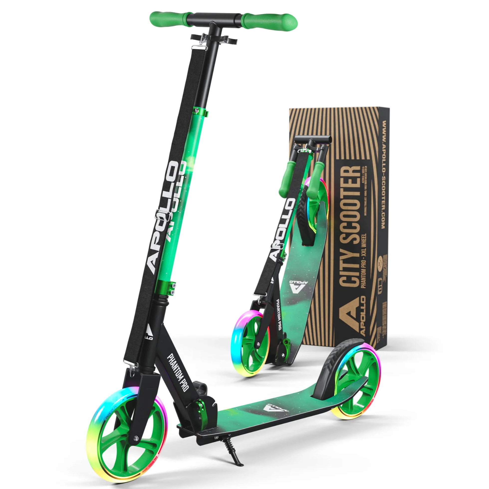 Apollo Phantom Pro Patinete Urbano Plegable 200 mm Ruedas XXL para Niños y Adultos hasta 100 kg