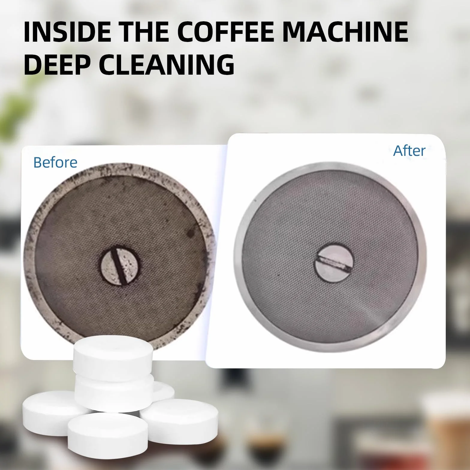 10 PCS Tabletas de limpieza para Máquinas de Café, Pastillas Limpiadoras y Descalcificadoras para Cafeteras Automáticas y Espresso, Eliminan Residuos y Aceites Eficazmente