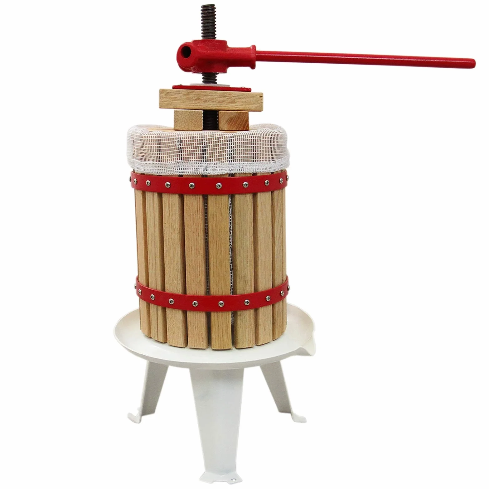 Prensa Manual de frutas de 18L | Roble macizo y Acero | Funcionamiento tradicional de manivela manual | Gran capacidad | 3 bolsas de colado GRATIS | Fácil limpieza | Exprimidora Zumo Sidra Jugo Vino