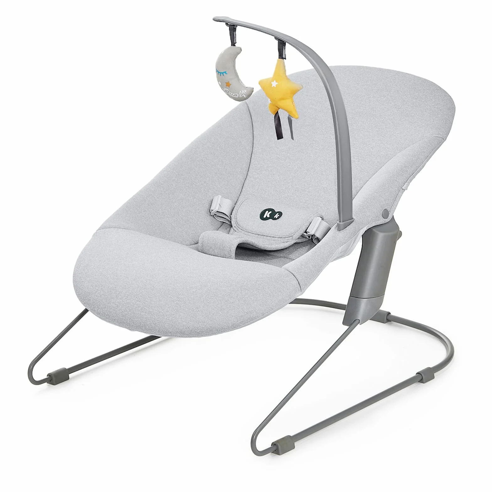 Kinderkraft ENOCK Trona bebé de Madera + Hamaca Bebé CALMEE, Silla alta Infantil Evolutiva Ergonómica, Gris