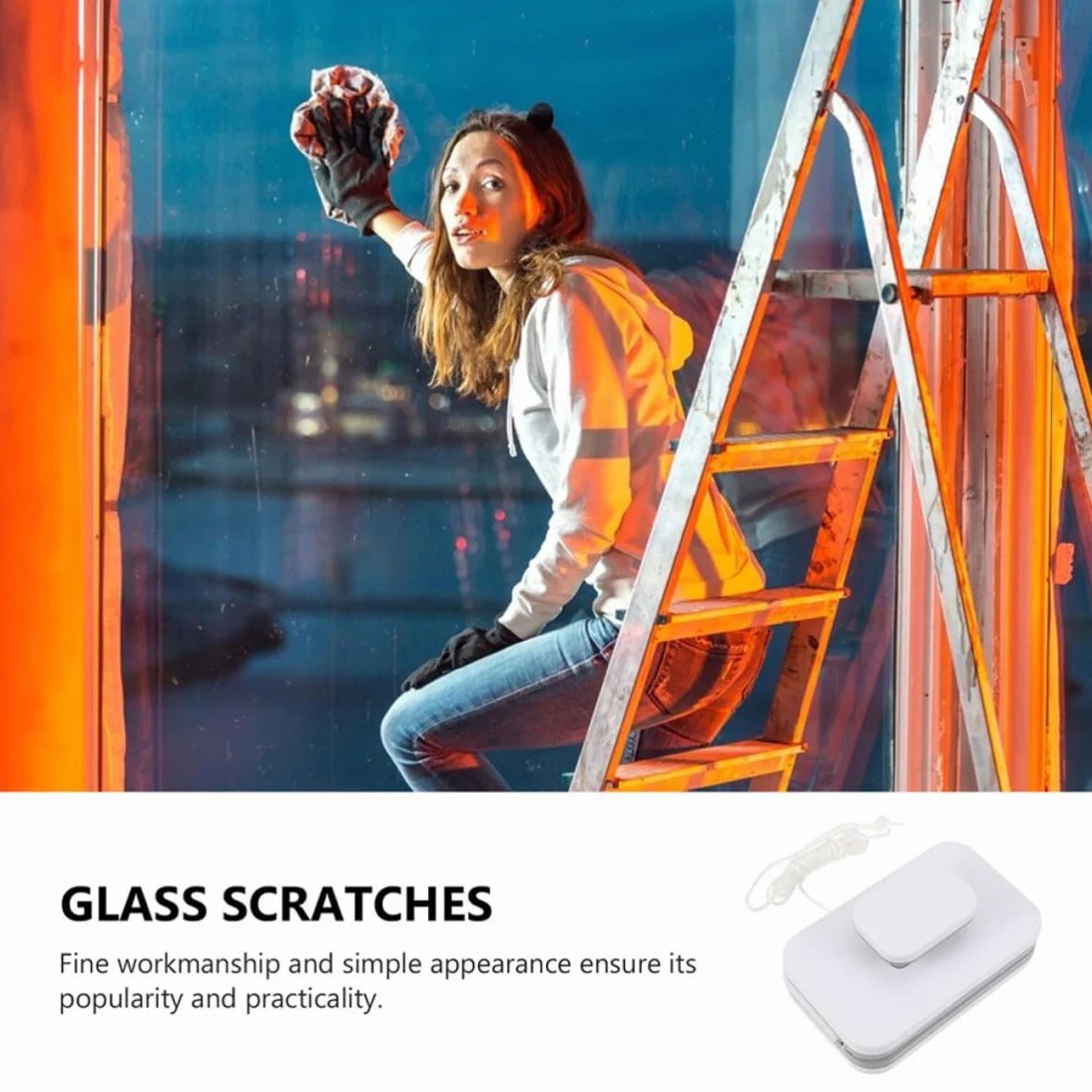 Limpiador de Ventanas Magnético Doble Cara Cordón de Seguridad, Fácil de Usar, Material Abs y Silicona para Limpieza en Ventanas Difíciles de Alcanzar