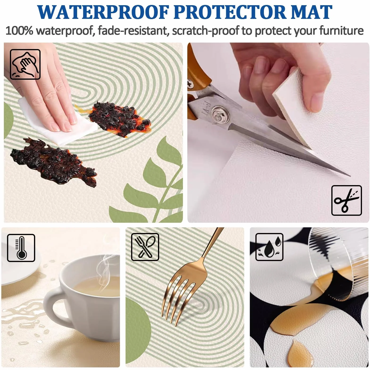 Alfombrilla de piel sintética impermeable de 15 x 200 cm, elegante funda protectora para superficies de 24-16-12-8 pulgadas, ideal para consolas, televisores, alféizares de ventanas y encimeras