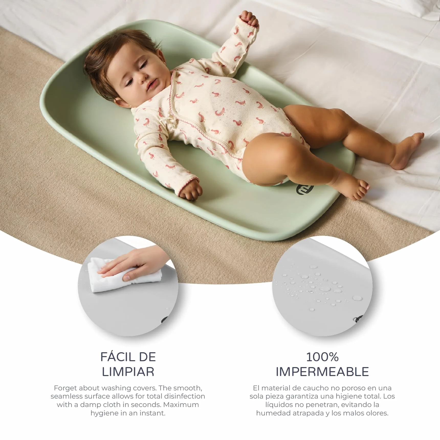 Ms BabyWorld FOAMY Cambiador de Bebé Antideslizante EVA Impermeable 67x41x10 Gris