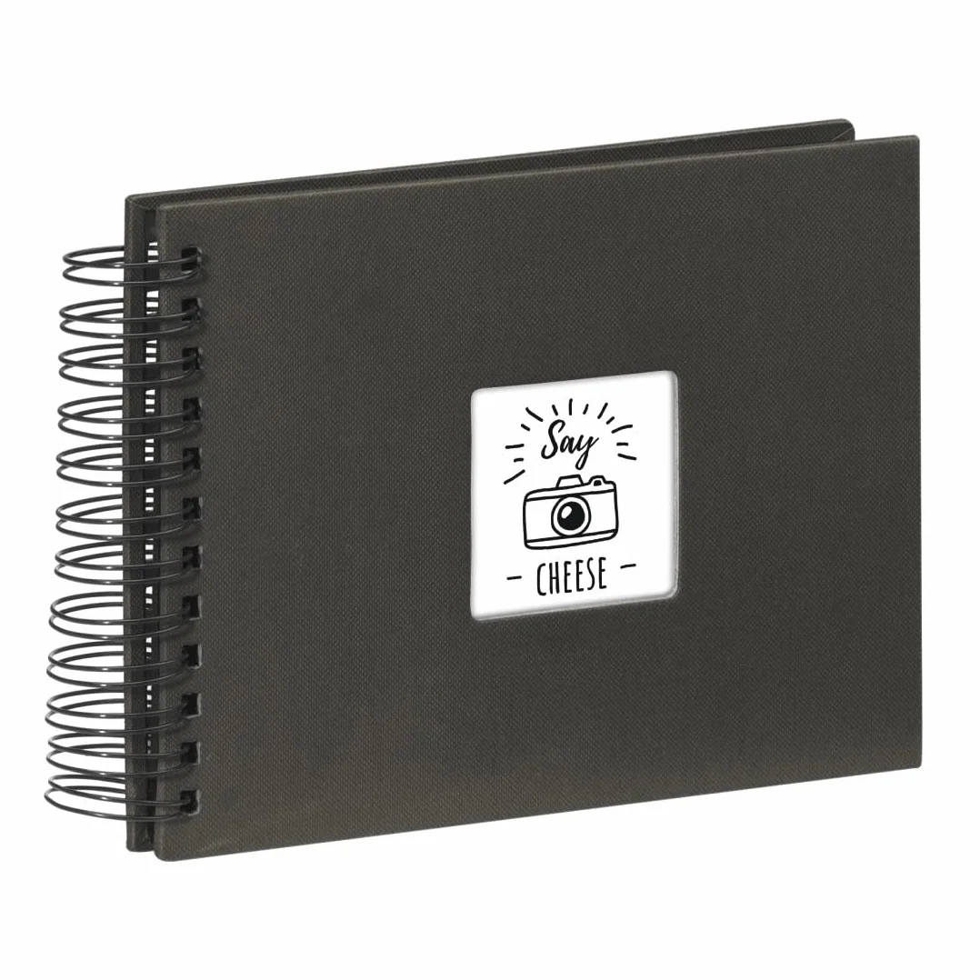 Hama | Álbum de Fotos con espiral para pegar y escribir (Álbum de fotografía de 10 x 15 cm, tamaño 24x17cm, con 50 hojas, papel cristal protector, fotos de 10x15 cm máximo 50 fotos) Color Negro