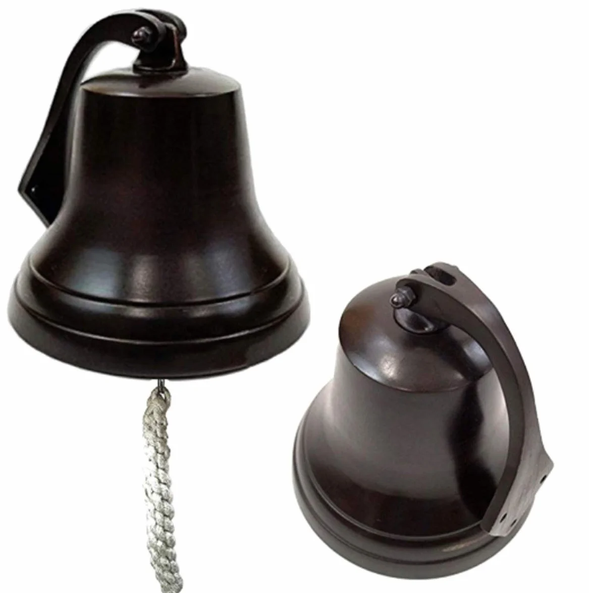 Campana náutica de barco de 6 pulgadas, color negro antiguo, campana marina colgante clásica, campana de cena antigua, campanas de decoración náutica para interiores y exteriores, campanas con cuerda