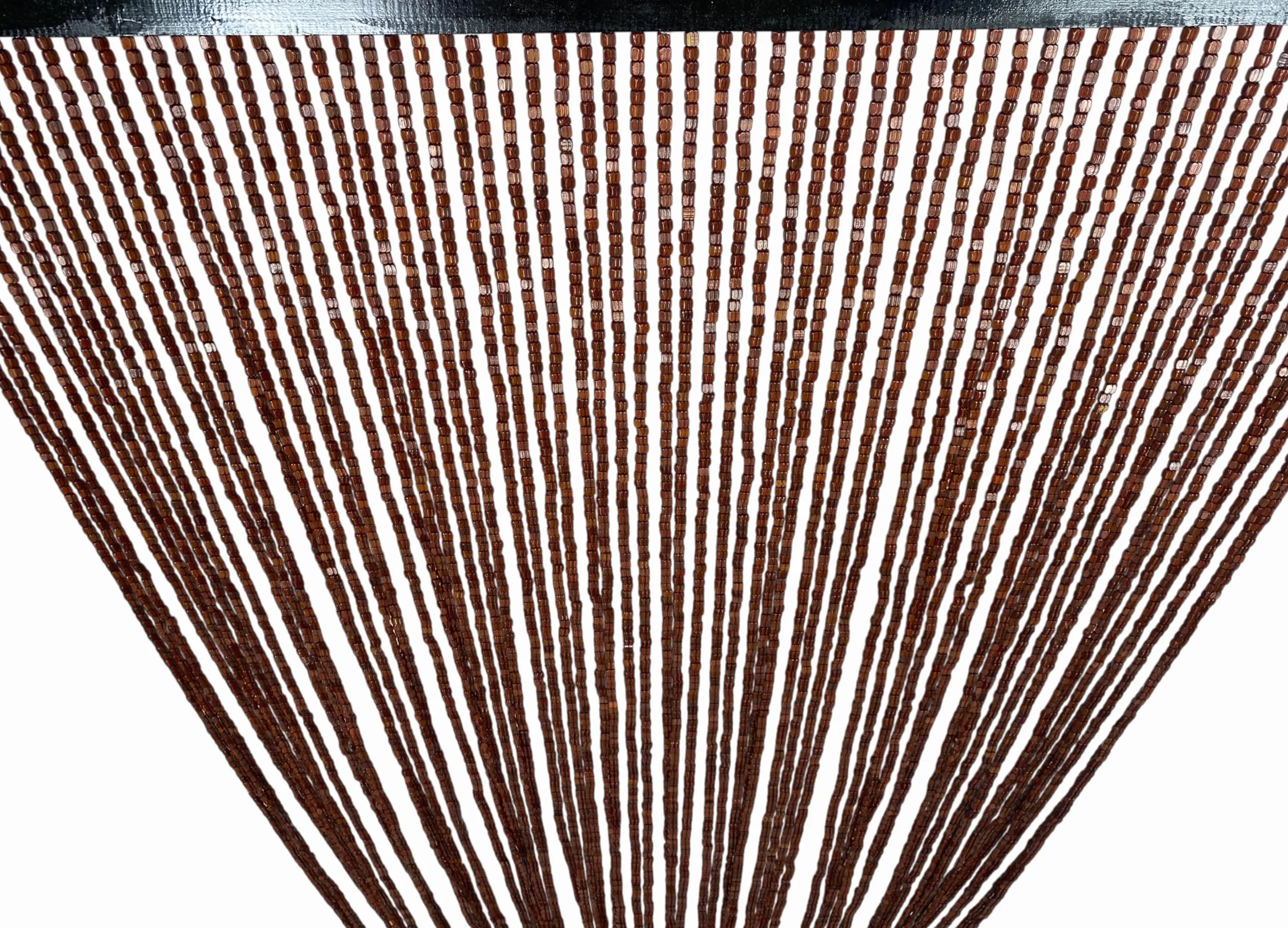 Tex Family - Cortina de perlas de madera marrón hecha a mano - Hilos de bambú 100% natural - Barra negra - Uso interior - Decoración de puerta - 100x220 cm / 39,37x86,61 pulgadas