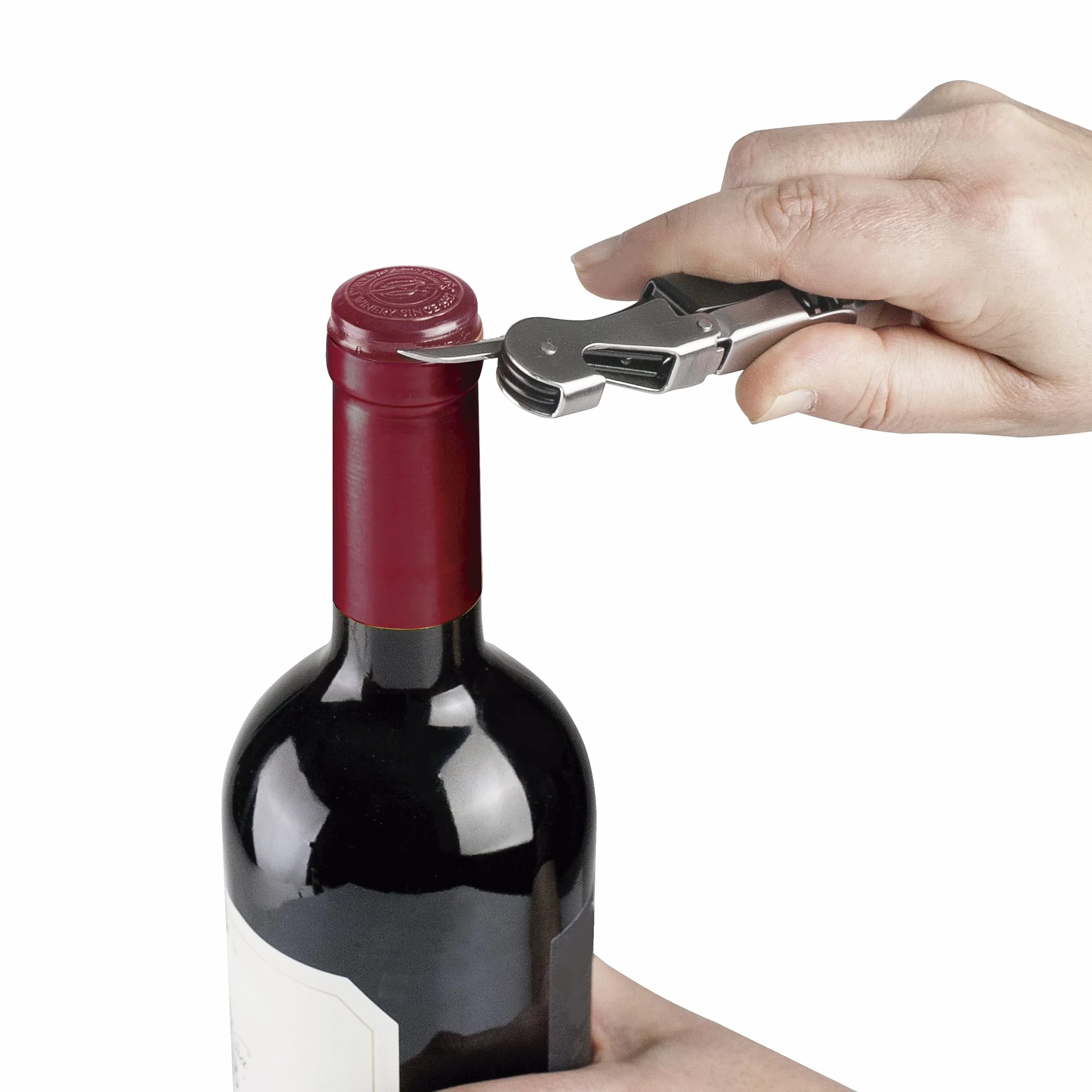 LACOR, 63044, Sacacorchos Camarero Luxe, Acero Inoxidable, Sacacorchos, Abridor de Botellas y Cuchilla corta Cápsulas, Abridor de Vino y Cerveza, 3 en 1, Negro