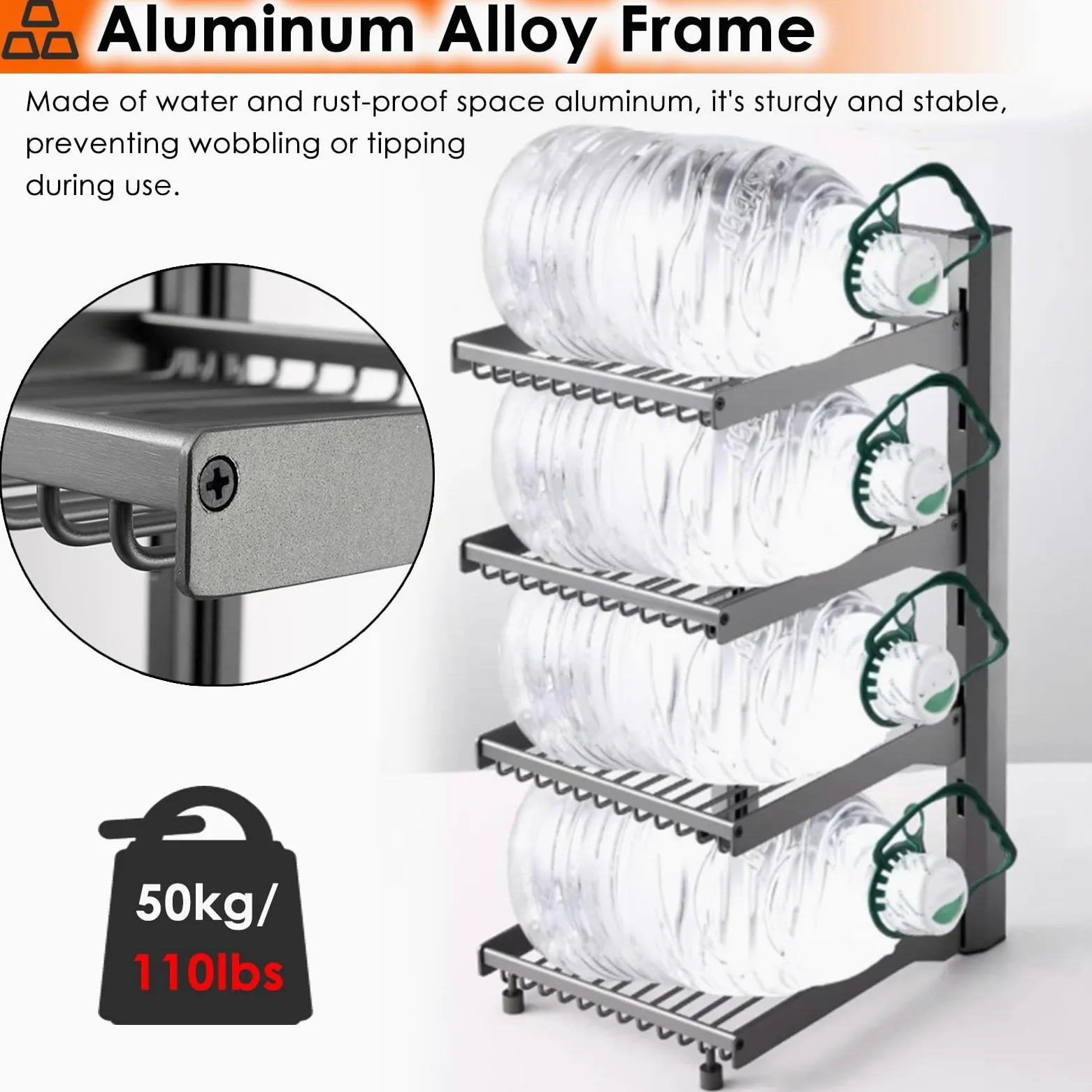 Organizador de ollas y sartenes de alta resistencia, ajustable de 3 a 6 niveles, vertical para debajo del gabinete, estante desmontable con patas antideslizantes y 6 divisores (gris)
