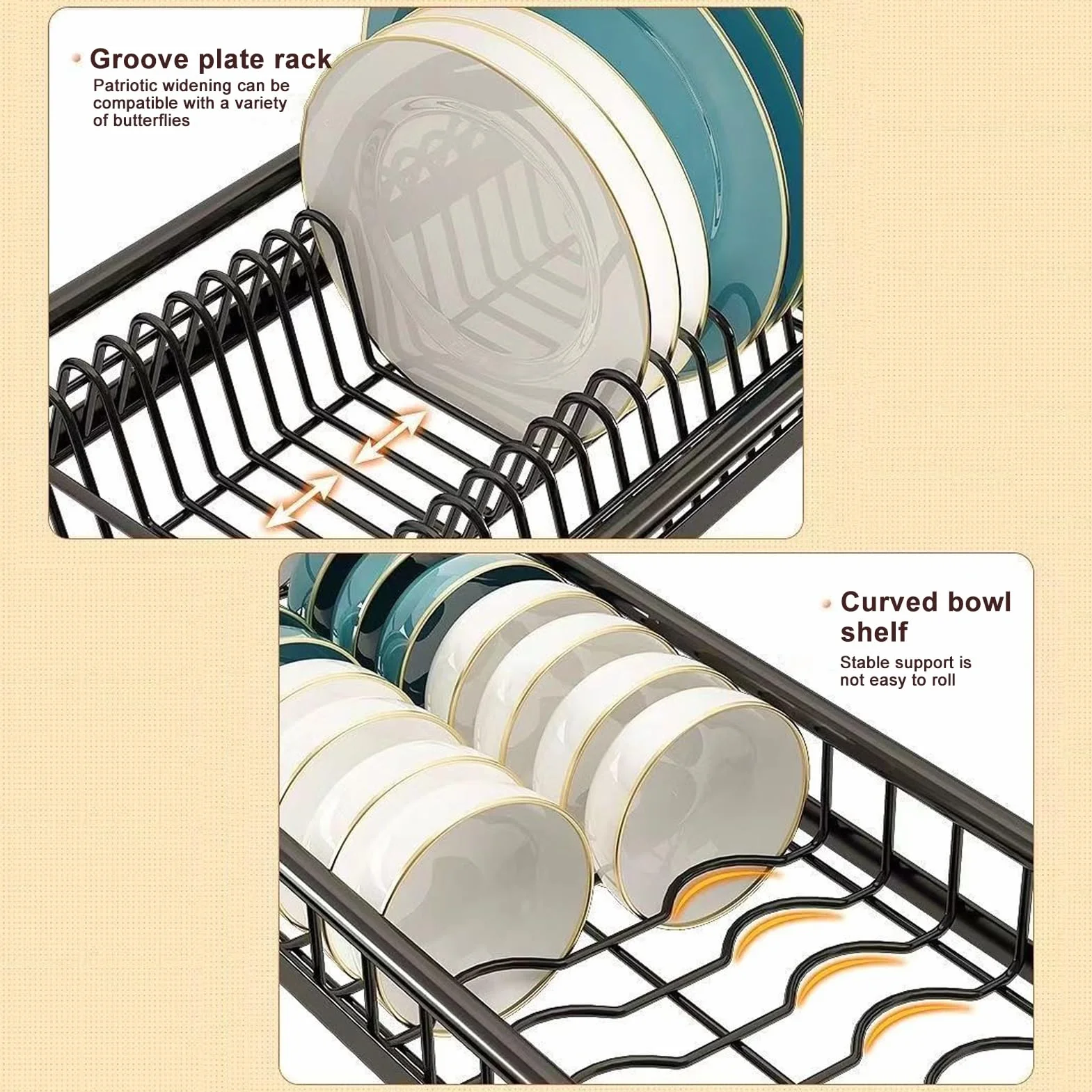 Escurridor de platos sobre el fregadero, escurridor de platos grandes, para fregaderos, estantes para fregaderos de cocina, estantes de secado para encimera de cocina, estante de 2 niveles