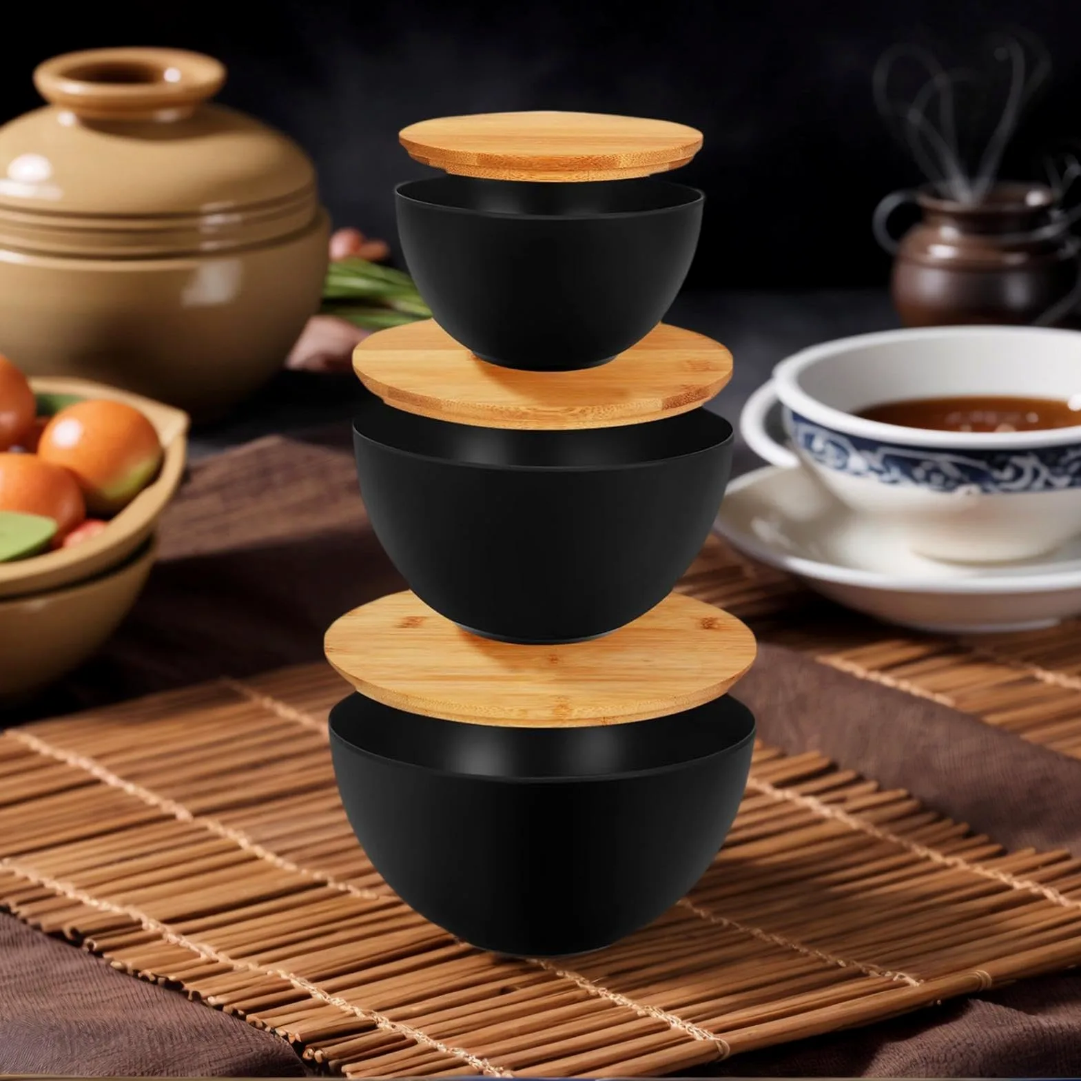 Bol Para Ensalada Con Tapa Para Preparar Almacenar y Servir | Ensaladeras Anidables Para Cocina Preparación Y Servicio De Comidas Ensalada Snacks Pan Sopa Frutas Verduras Con