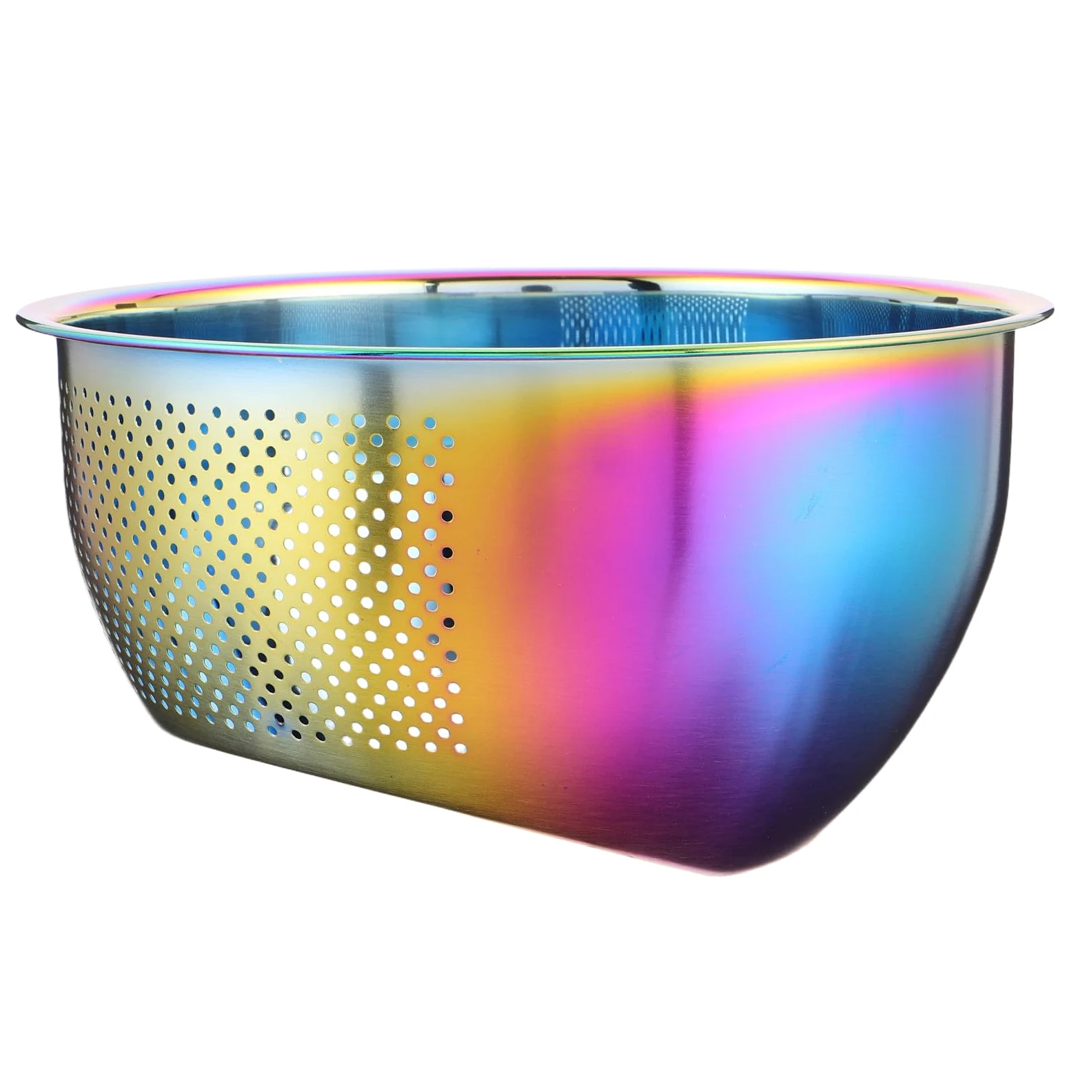 Colador Enjuagador de Arroz de Acero Inoxidable 304, Fondo Inclinado | Gran Capacidad, Drenaje y Limpieza Sencilla, Acabado Iridiscente Elegante para Cocina
