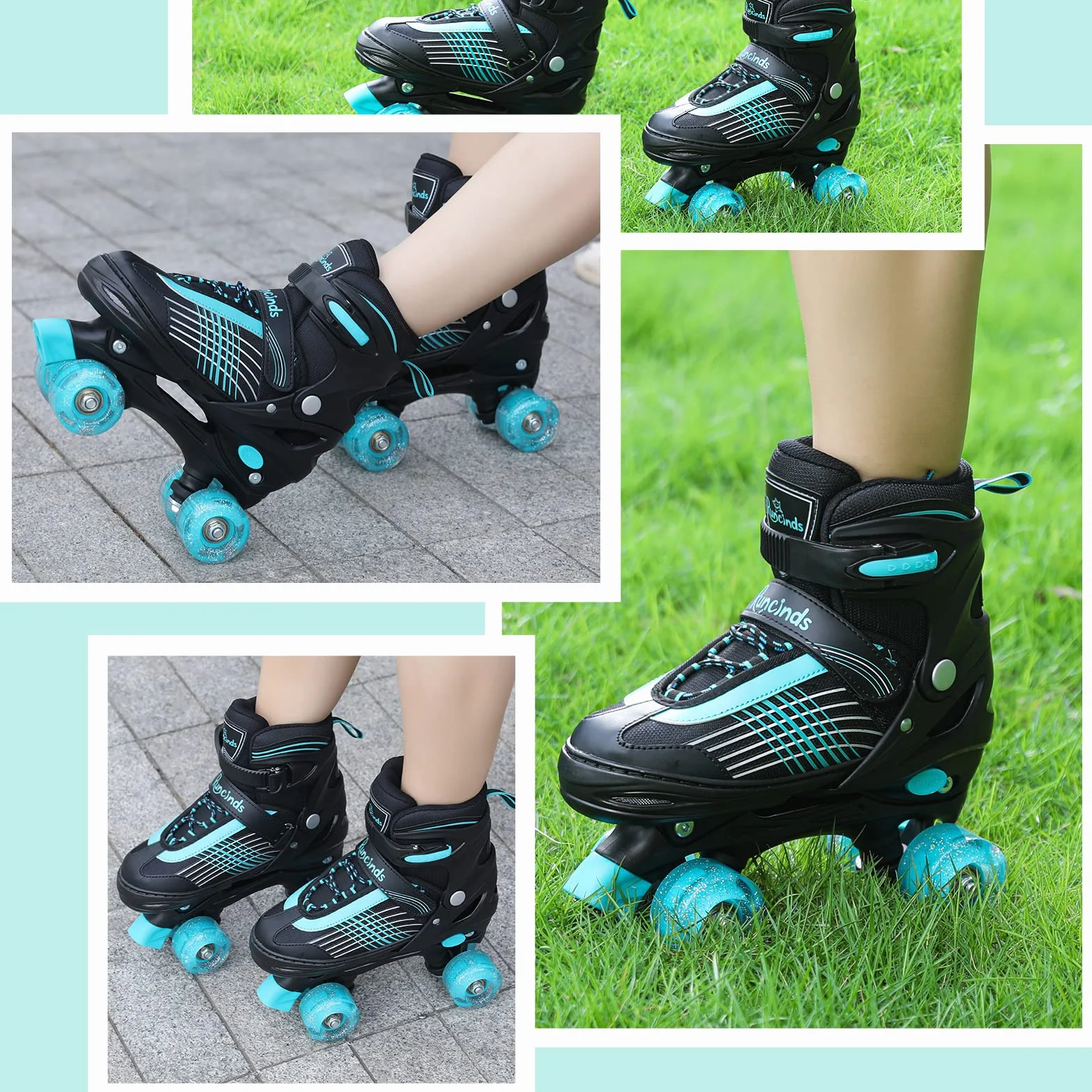 Patines en Paralelo Ajustables para Niños con Ruedas Iluminadas
