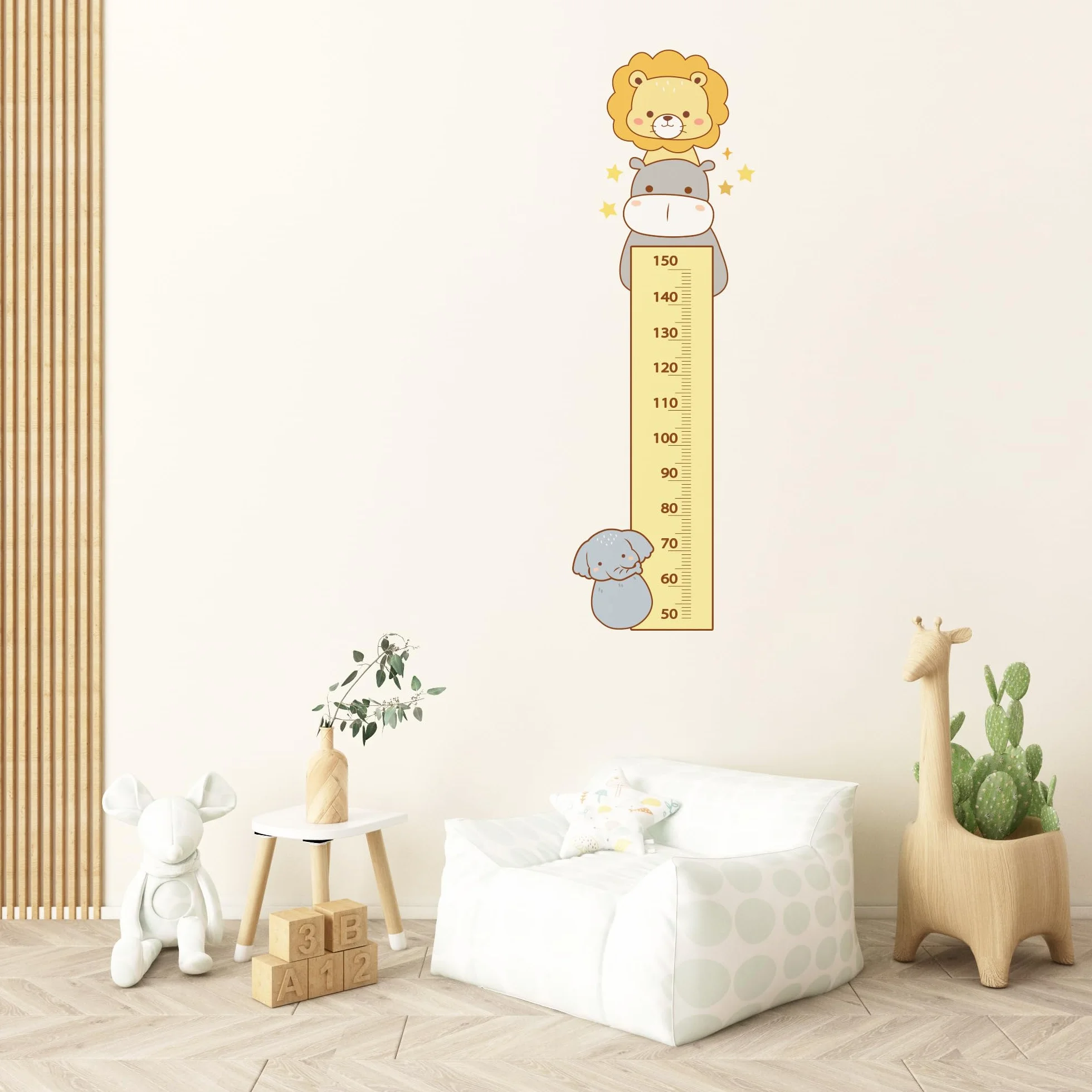 Vinilo Decorativo Medidor Infantil Pared 170x50 cm Tinta UV 4 Diseños Pegatinas Infantiles Decoración Habitación Bebé Metro Crecimiento León