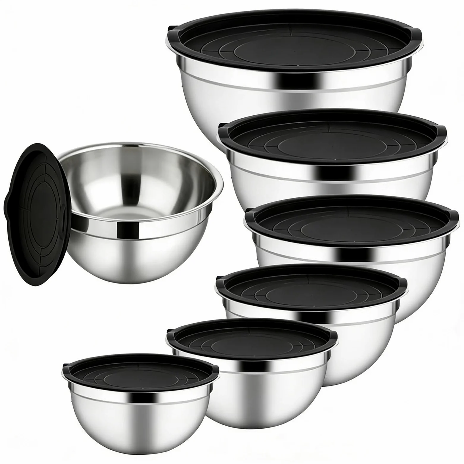 Cuenco Mezclador Con Tapa Utensilios de Cocina Redondos Antideslizantes 7 | Boles Para Mezclar Y Preparar Alimentos En La Cocina para la Preparación de Salsa