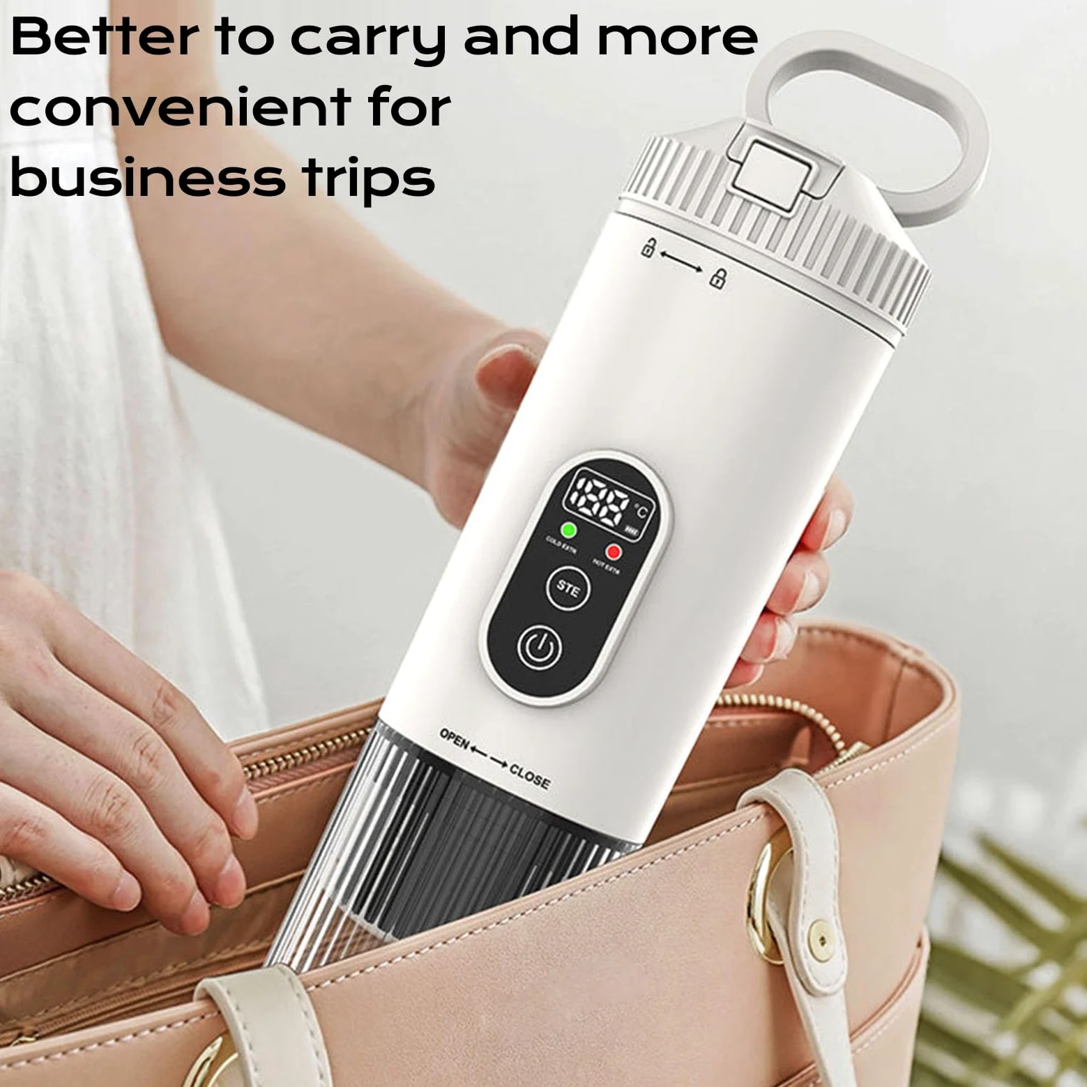 Cafetera portátil 100W 21Bar Máquina de café con cápsula calefactora inalámbrica Batería recargable de 7800mAh Capacidad de taza de 250ML para viajes en coche Camping al aire libre (Blanca)