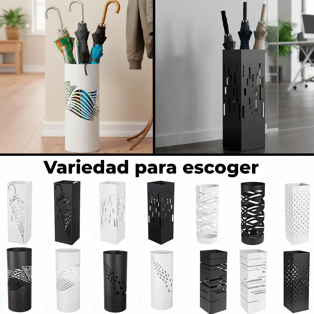 HERSIG - Paraguero Metálico - Paragueros Modernos y Decorativos - Paragueros Originales para Entrada, Recibidor, Oficina o Comercio | Paragüero de Diseño Elegante y Funcional - Diseño Moderno - Negro