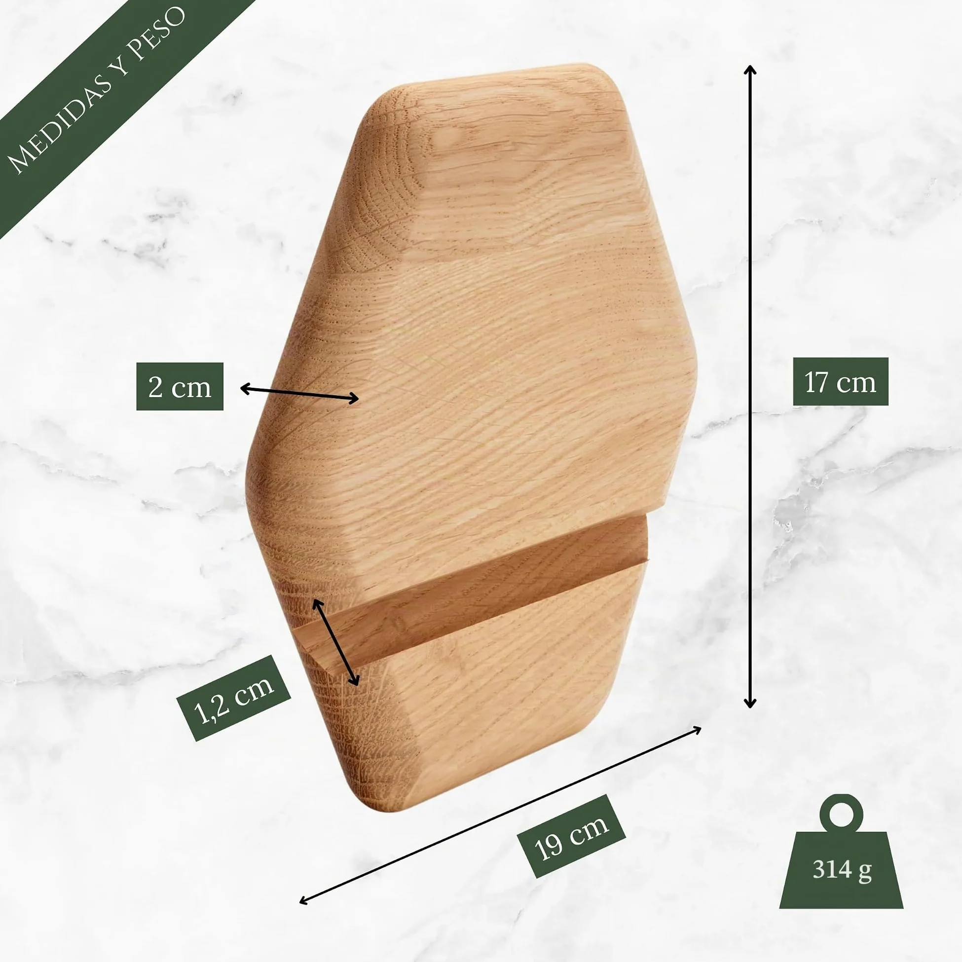 Salvamanteles Ollas Calientes 2 en 1 de Roble Macizo - Salvamanteles Imantado con Soporte para Tablet - Ideal como Protector Encimera y Mesa Comedor